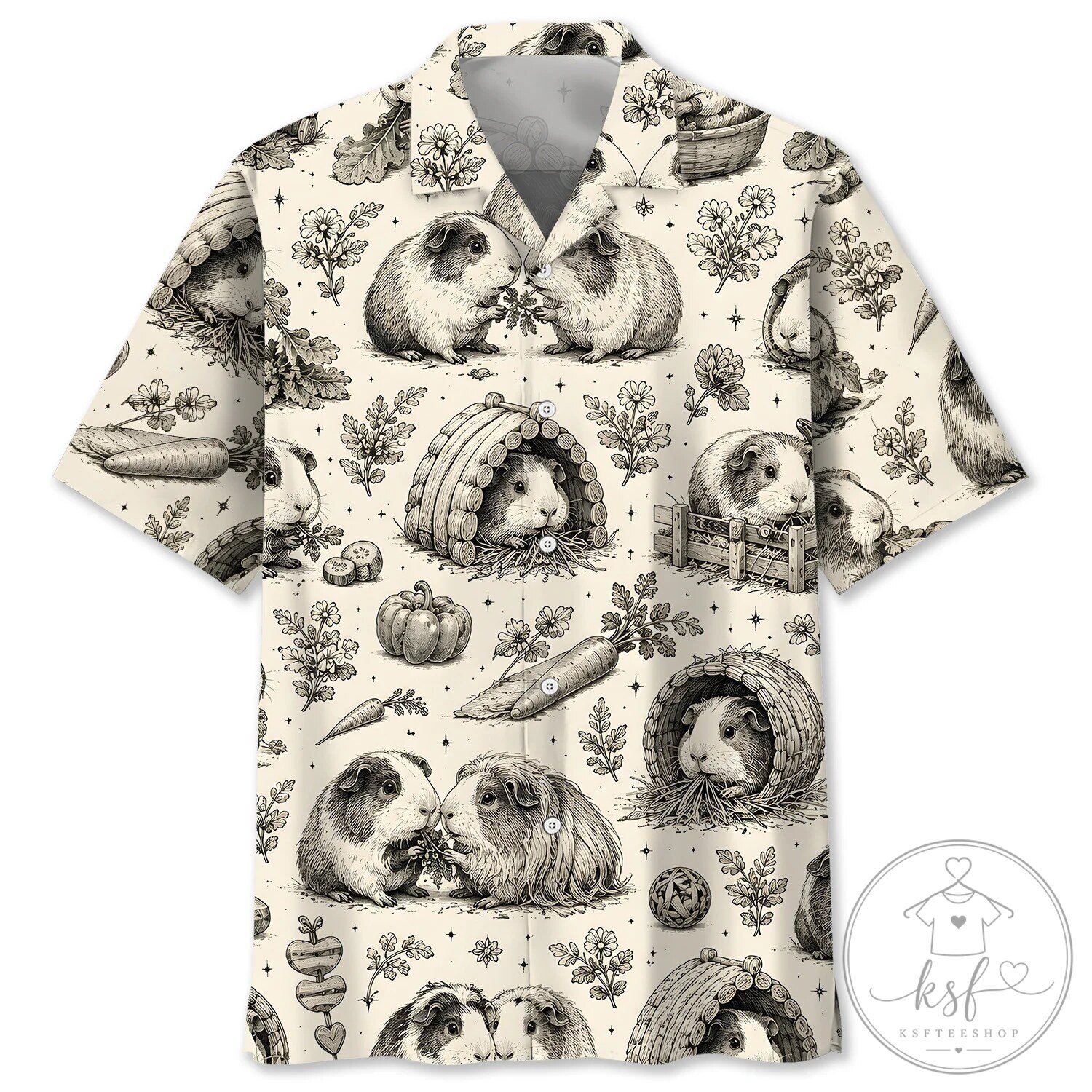 Vintage Guinea Pig Activities Hawaiian Shirt