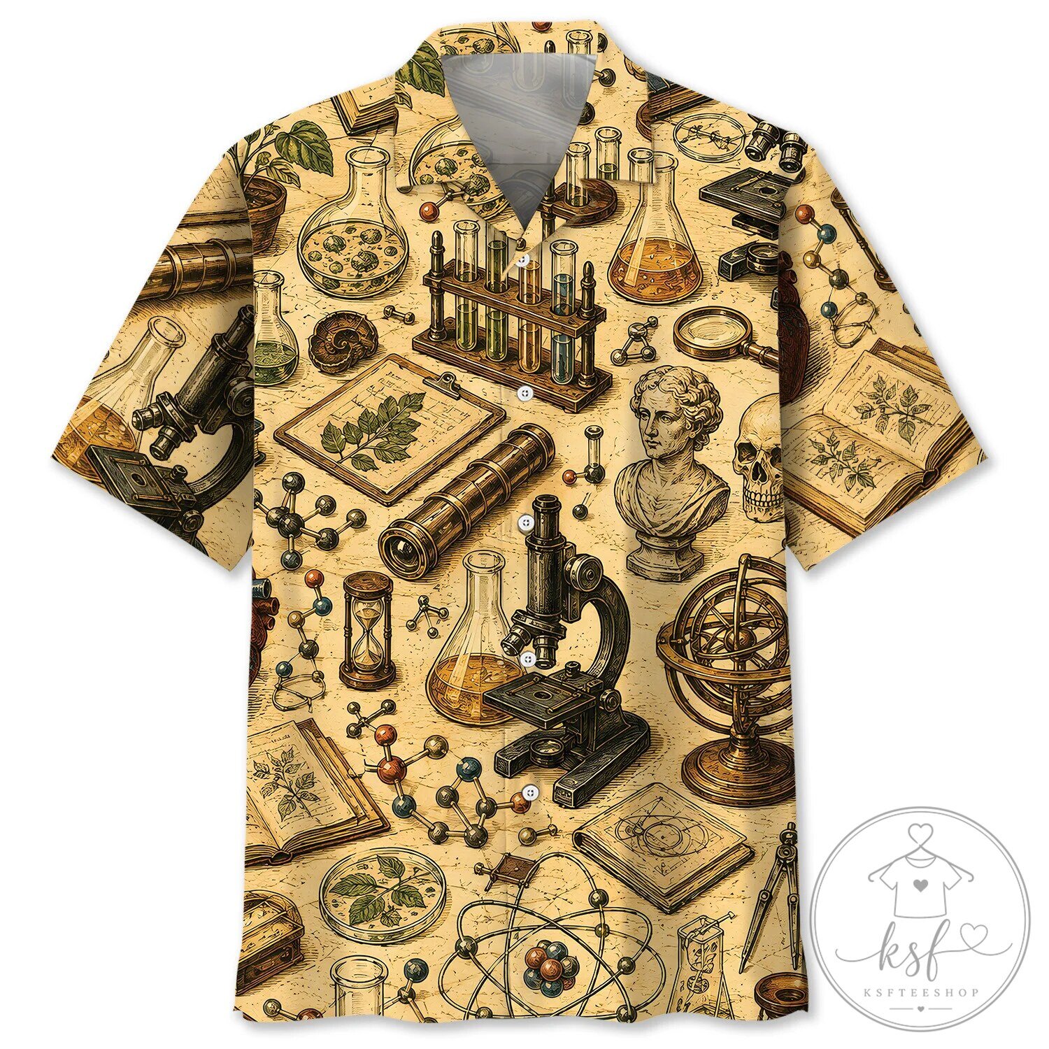 Hawaiian Shirt featuring a Vintage Science Laboratory Equipment Design