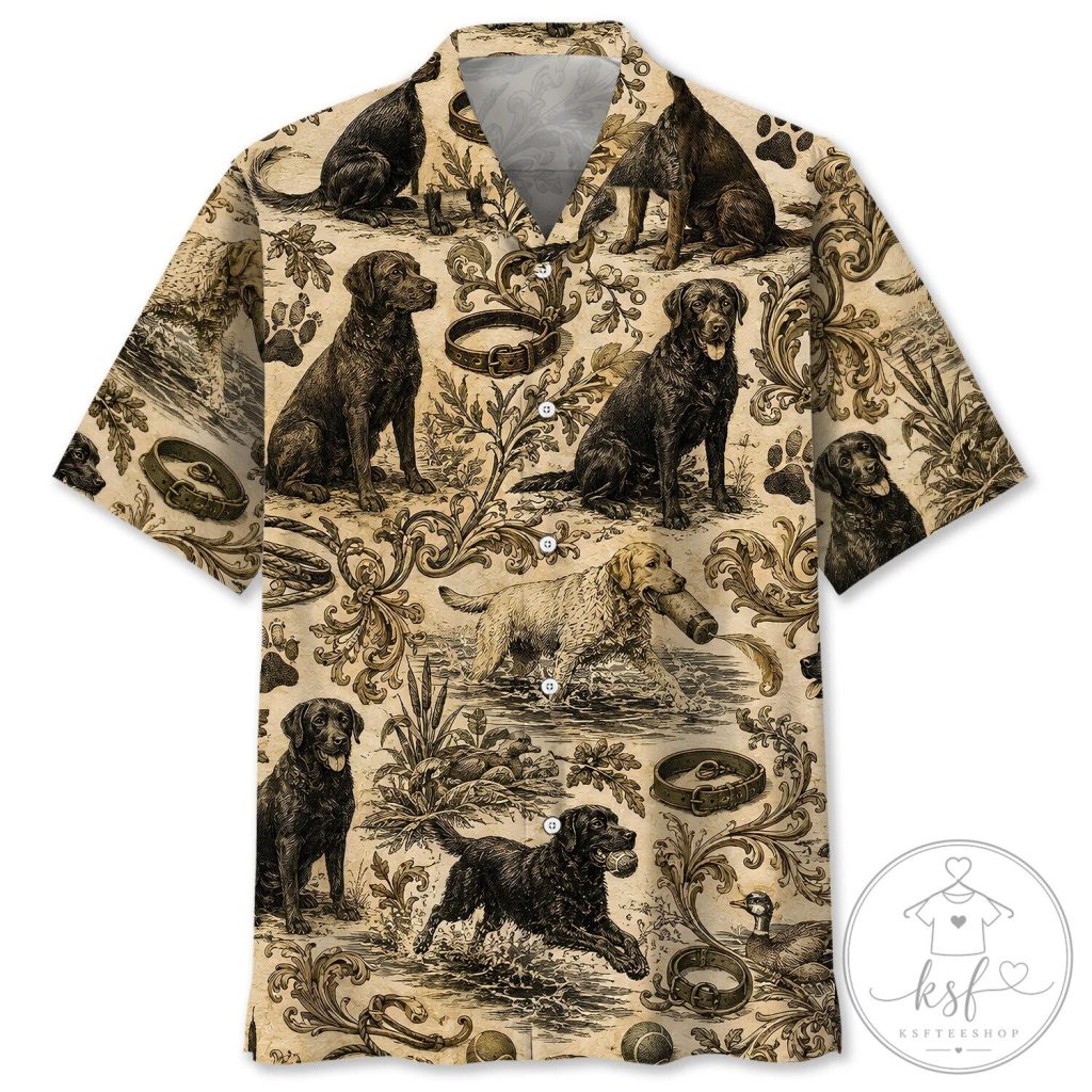 Vintage Labrador Retriever Dog Breed Art Print Hawaiian Shirt Vintage Labrador Retriever Dog Breed Art Print Hawaiian Shirt