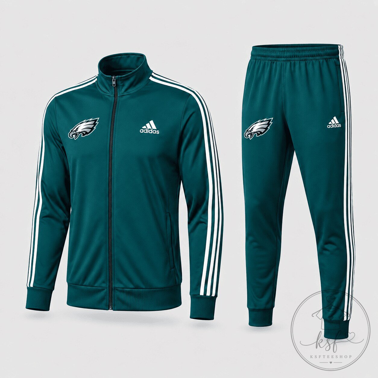 Adidas Track Jacket and Jogger Pants Set for Philadelphia Eagles NFL Fans