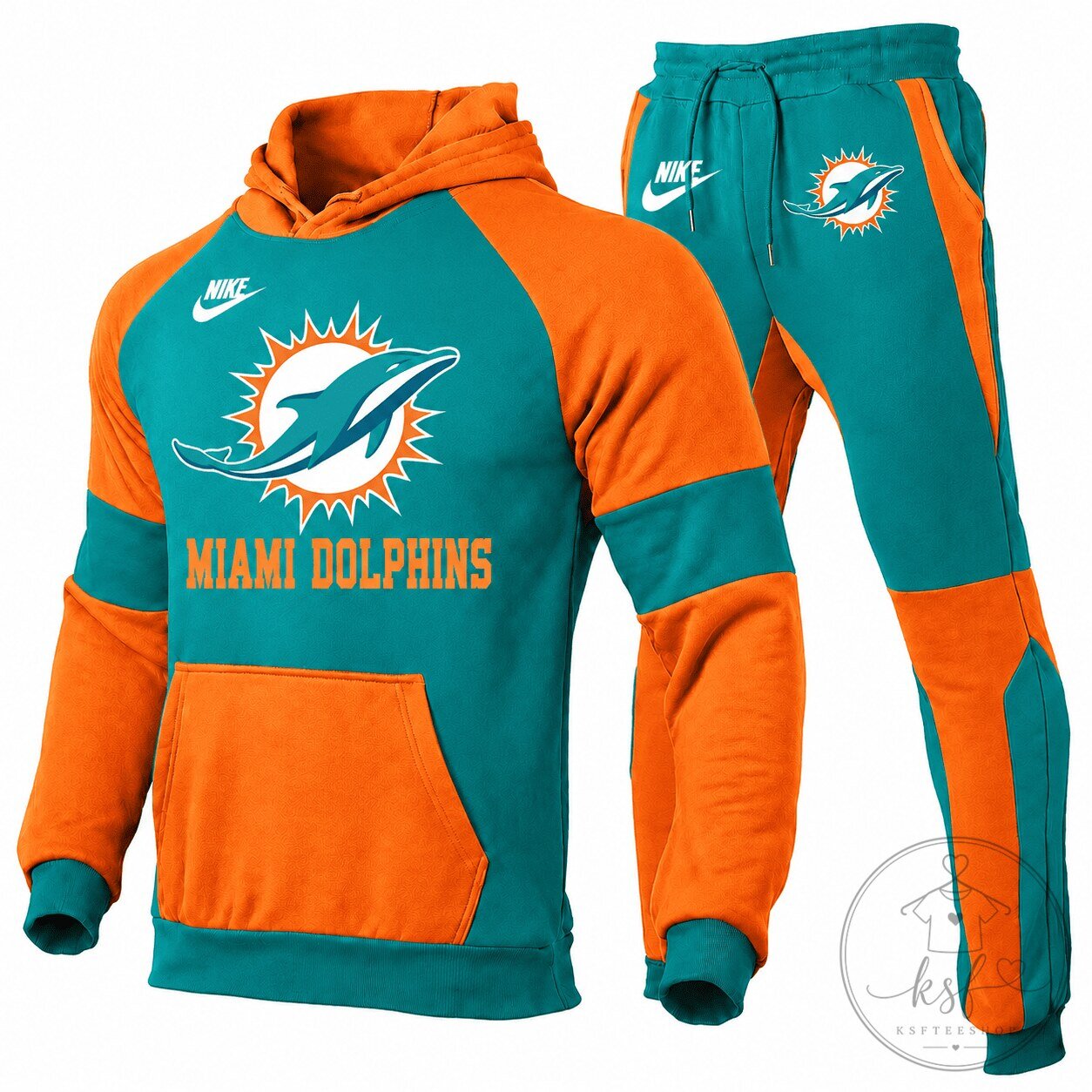 Miami Dolphins National Football League Team Hoodie and Pants Tracksuit Set