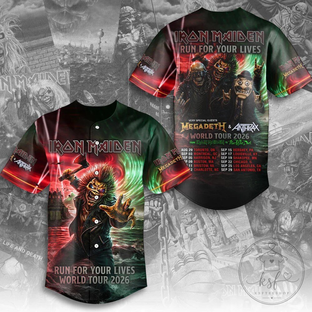 2026 World Tour Baseball Jersey - Iron Maiden Run For Your Lives