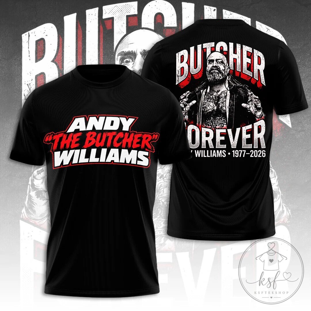 Andy The Butcher Williams Forever Professional Wrestler Black T-Shirt 2 Andy The Butcher Williams Forever Professional Wrestler Black T-Shirt