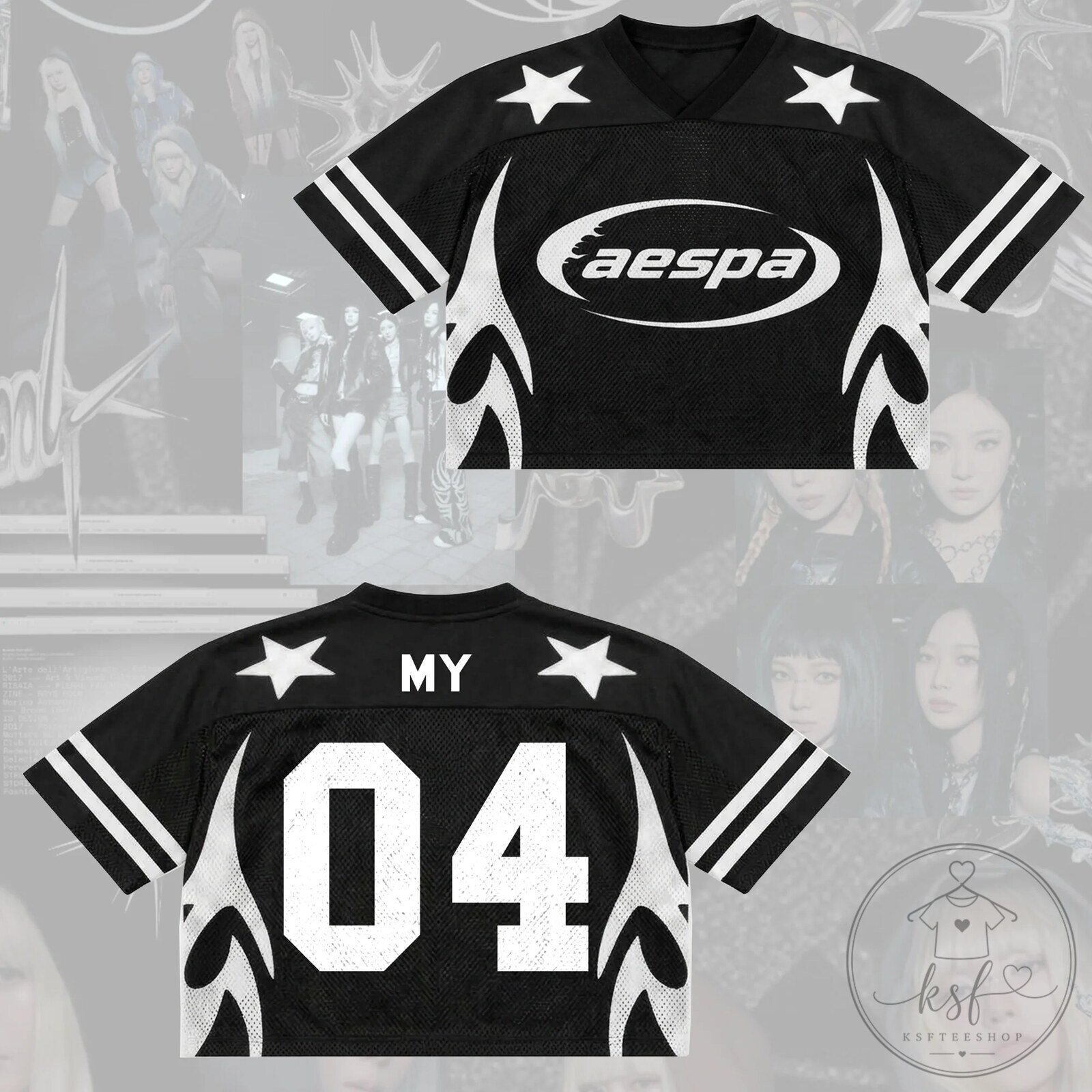 Aespa Synk Complexity 2026 Tour Black Football Jersey for Fans