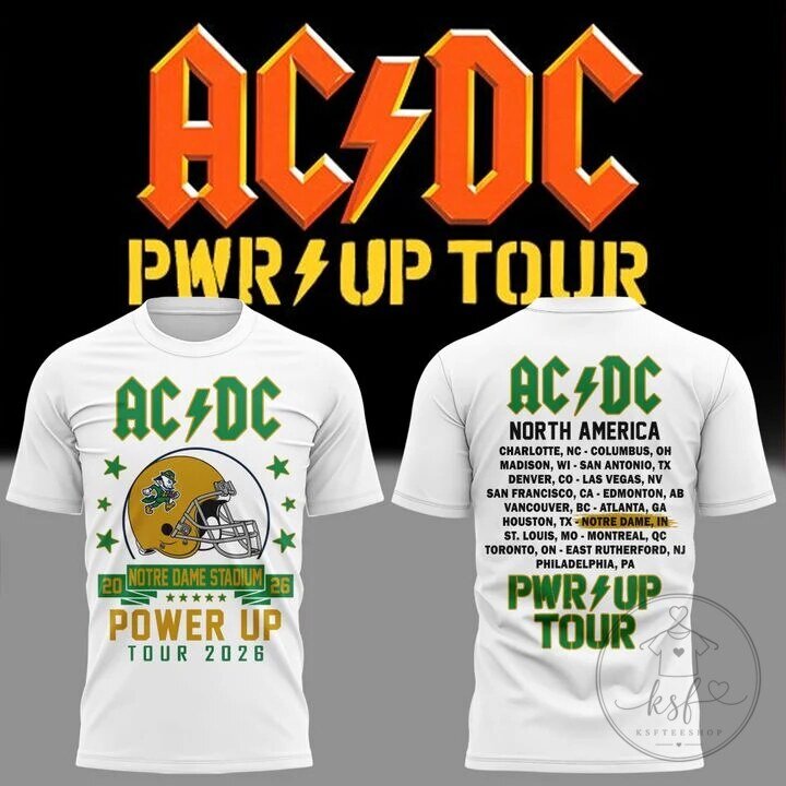 2026 Concert T-Shirt for the AC/DC Power Up Tour - Notre Dame Fighting Irish