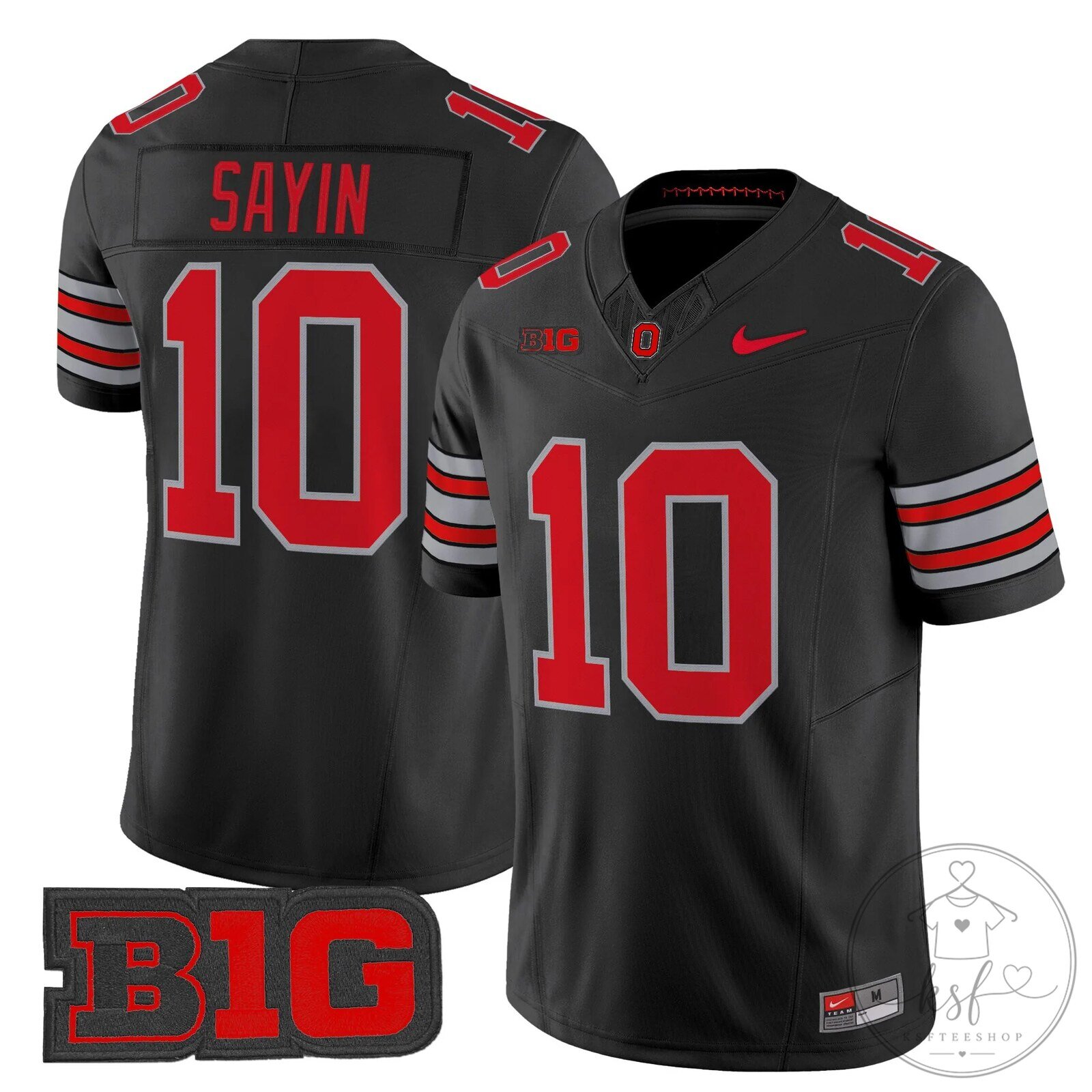 Ohio State Buckeyes Football Team Sayin Number 10 Black Stitched Jersey