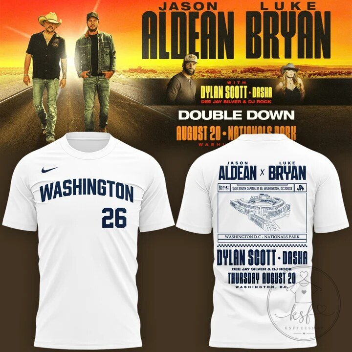 Washington Nationals Luke Bryan Double Down Concert Tee Shirt