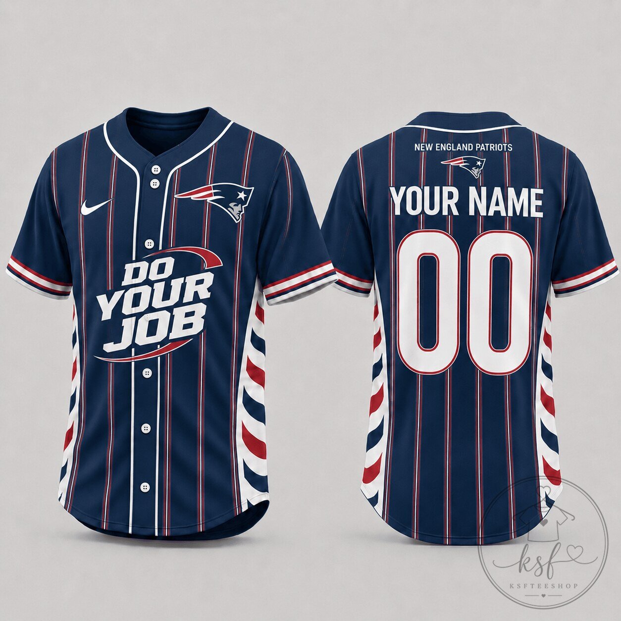 New England Football Patriots Custom Name Number Baseball Jersey