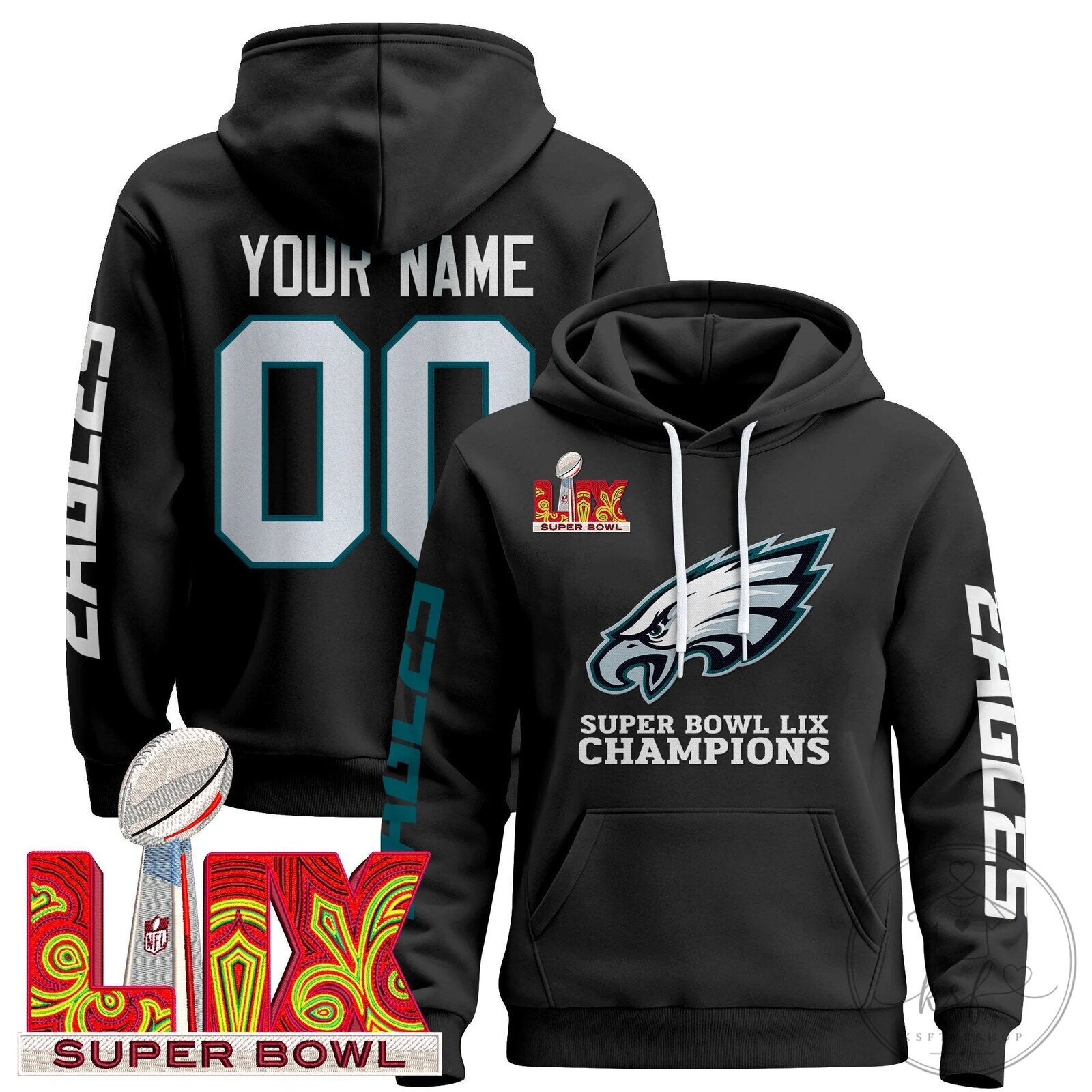Super Bowl LIX Champions Philadelphia Eagles Personalized Hoodie