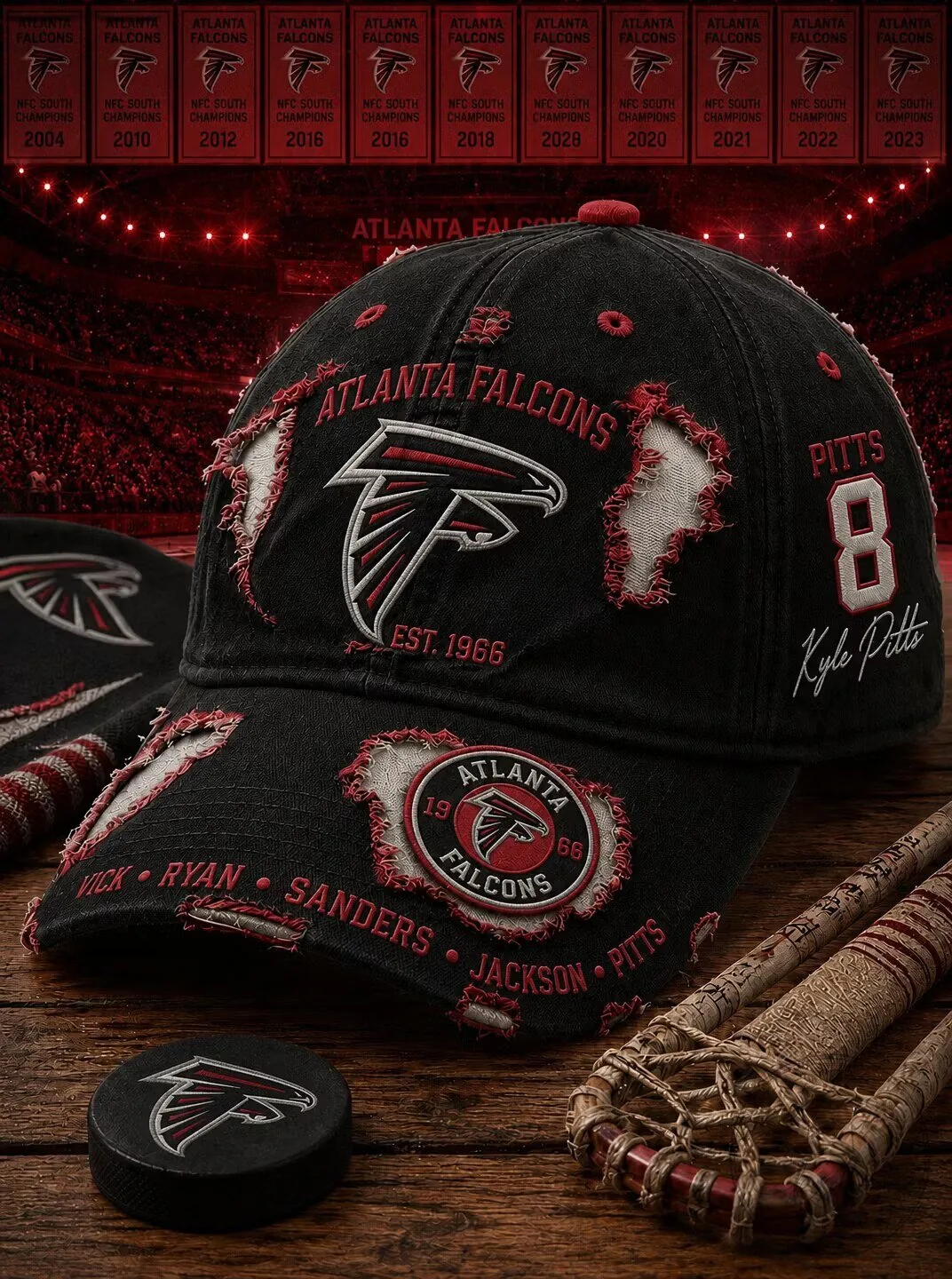 Atlanta Falcons Distressed Vintage Embroidered Baseball Cap Hat