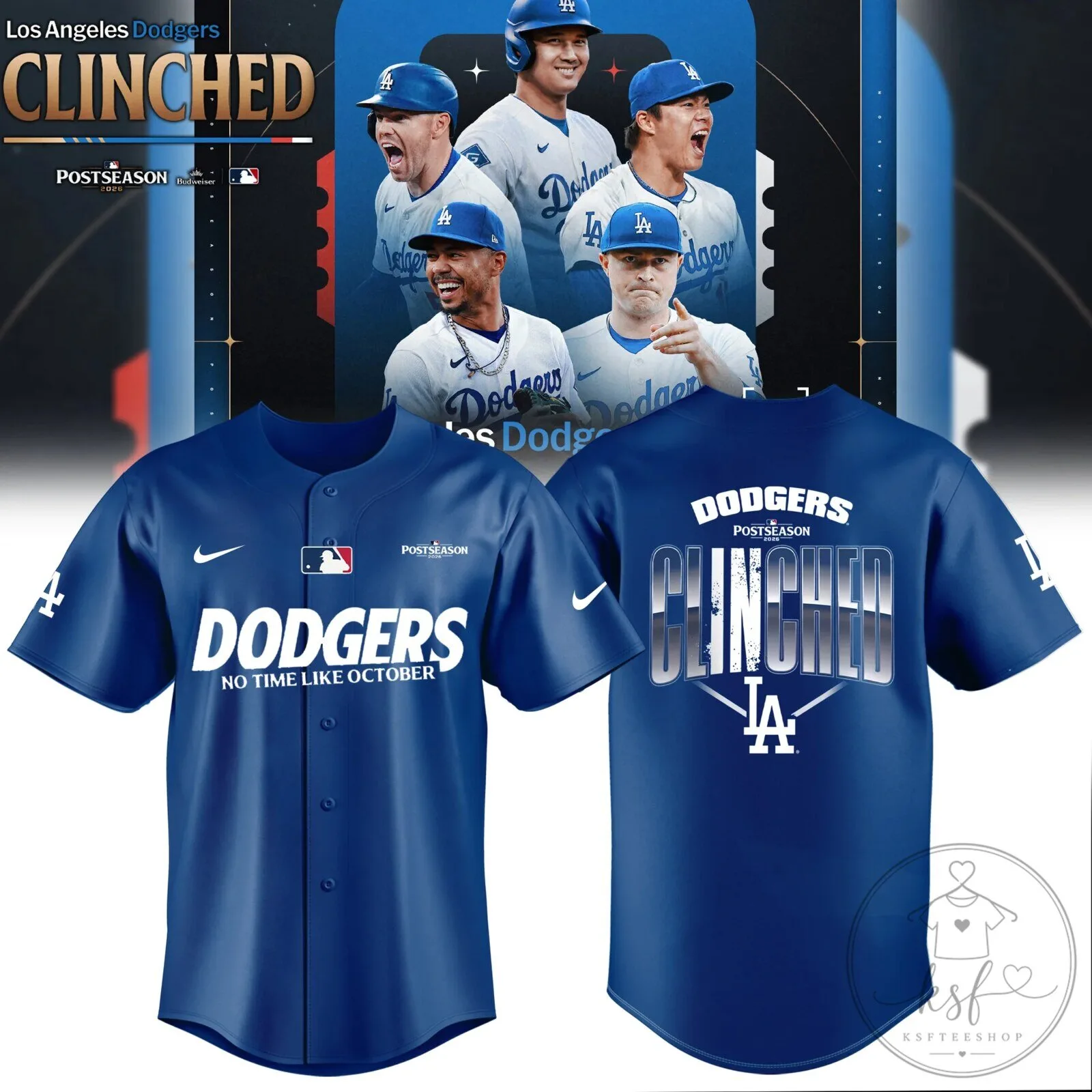 2026 Baseball Jersey of the Los Angeles Dodgers Clinched for Postseason