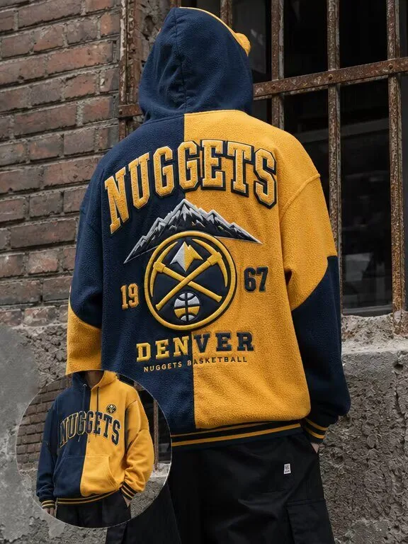 Denver Nuggets Basketball Team Logo Split Color Hoodie