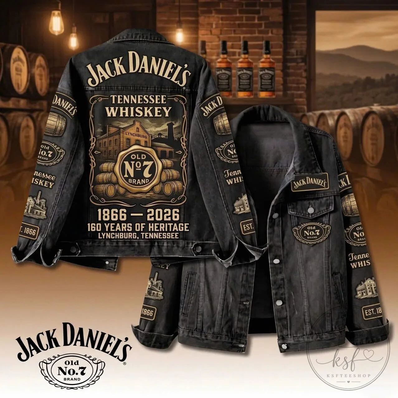 Jack Daniel's Old No. 7 Brand Tennessee Whiskey 160 Years of Heritage Denim Jacket 2 Jack Daniel's Old No. 7 Brand Tennessee Whiskey 160 Years of Heritage Denim Jacket