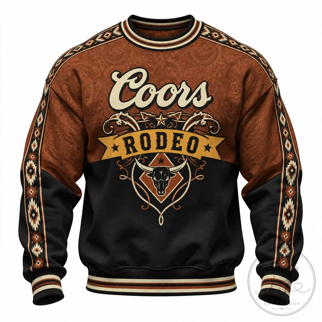 Long Sleeve Crewneck Sweatshirt in Western Cowboy Style by Coors Rodeo
