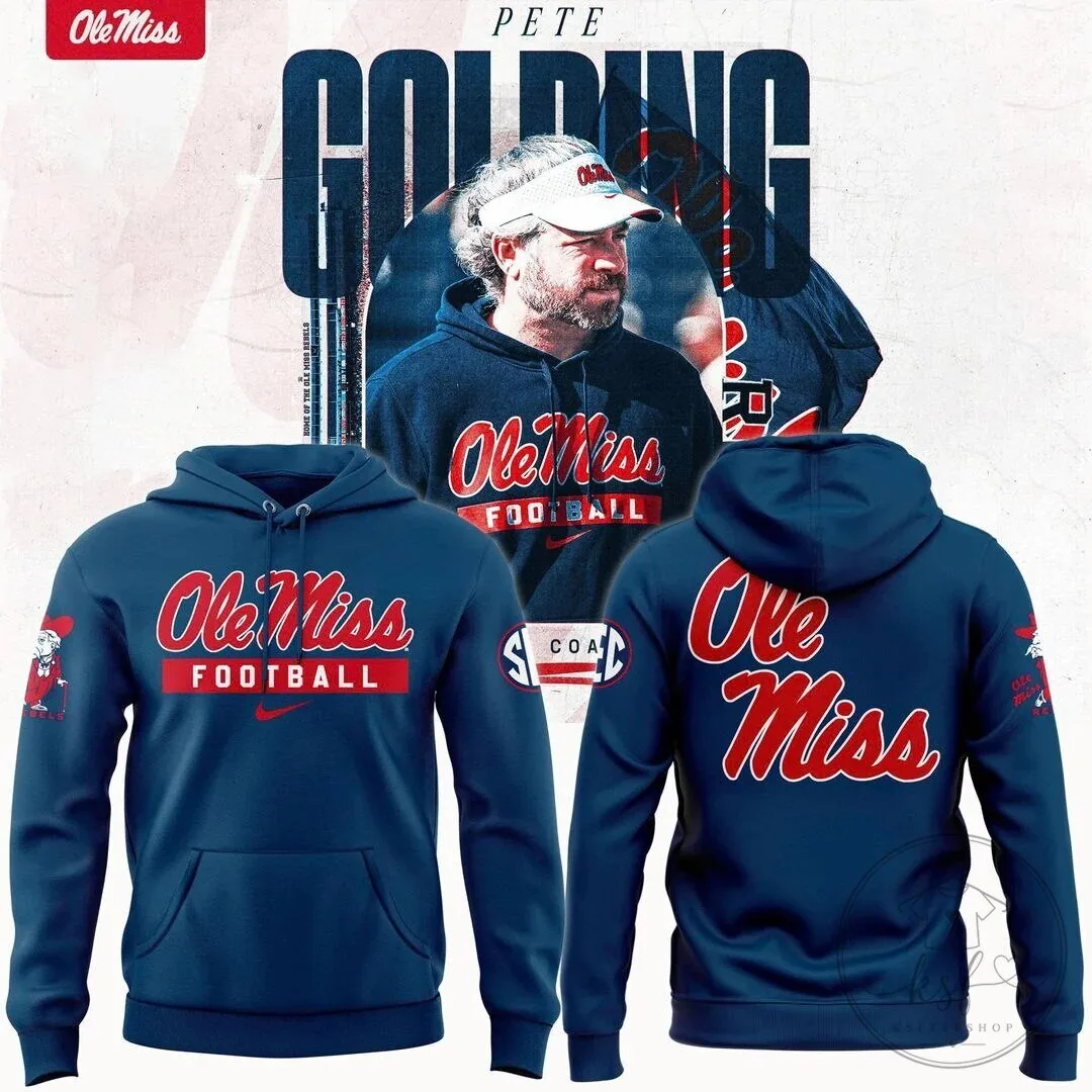 Pete Golding Ole Miss Football Team Navy Blue Hoodie