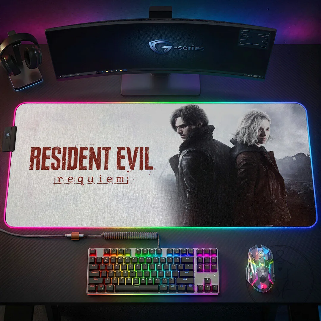 Resident Evil Requiem Gaming Desk Mat, Custom LED Light Up Mouse Pad