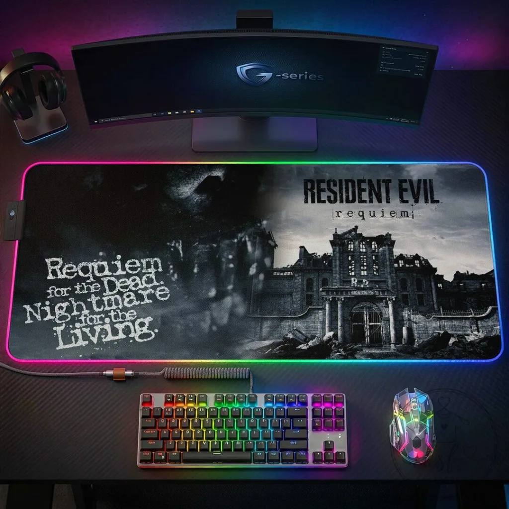 Resident Evil Requiem Gaming Desk Mat, Custom LED Mouse Pad, Large Computer Pad