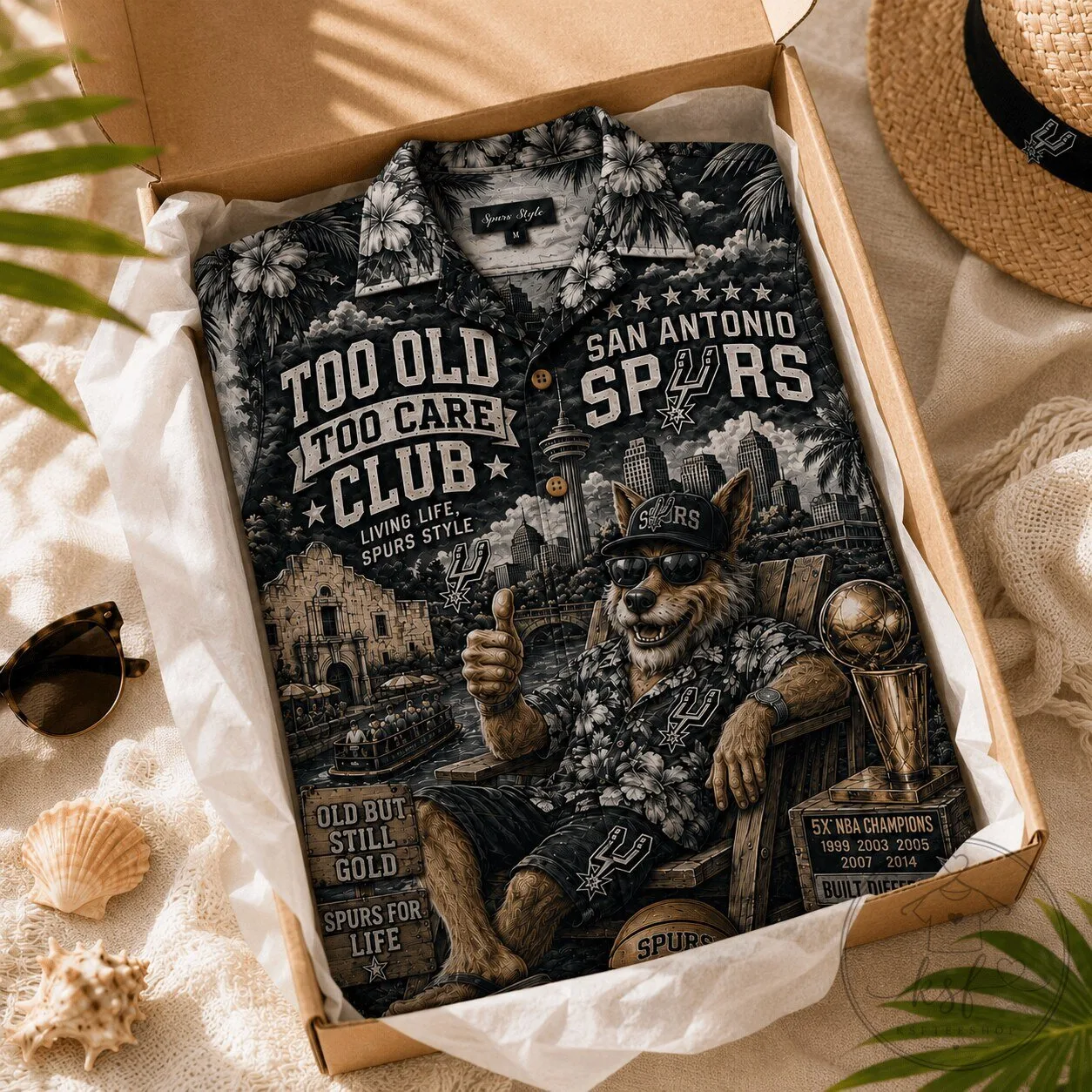 Hawaiian Shirt Featuring San Antonio Spurs Too Old To Care Club Living Life Style