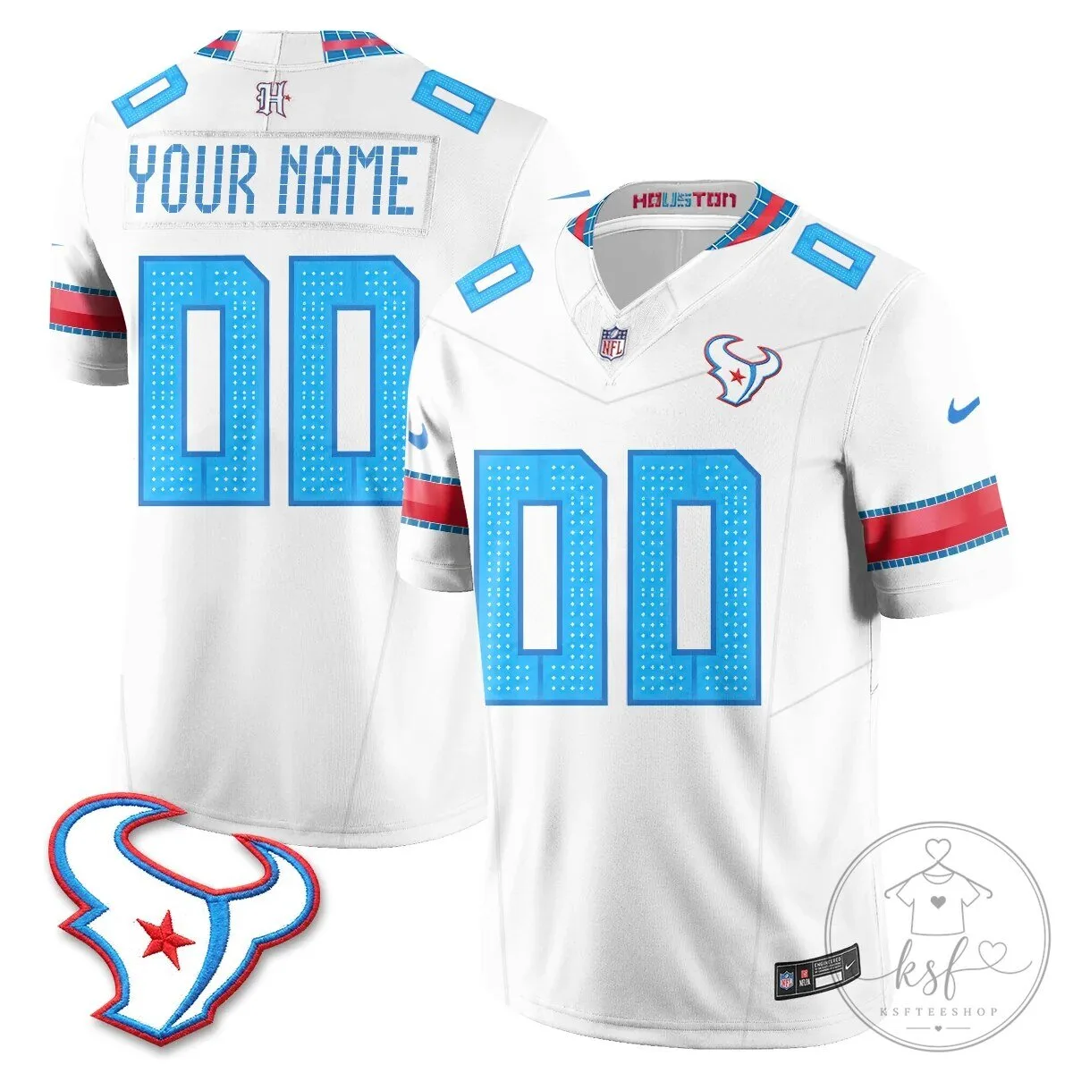 Houston Texans NFL Football Team Custom Name and Number Stitched Jersey