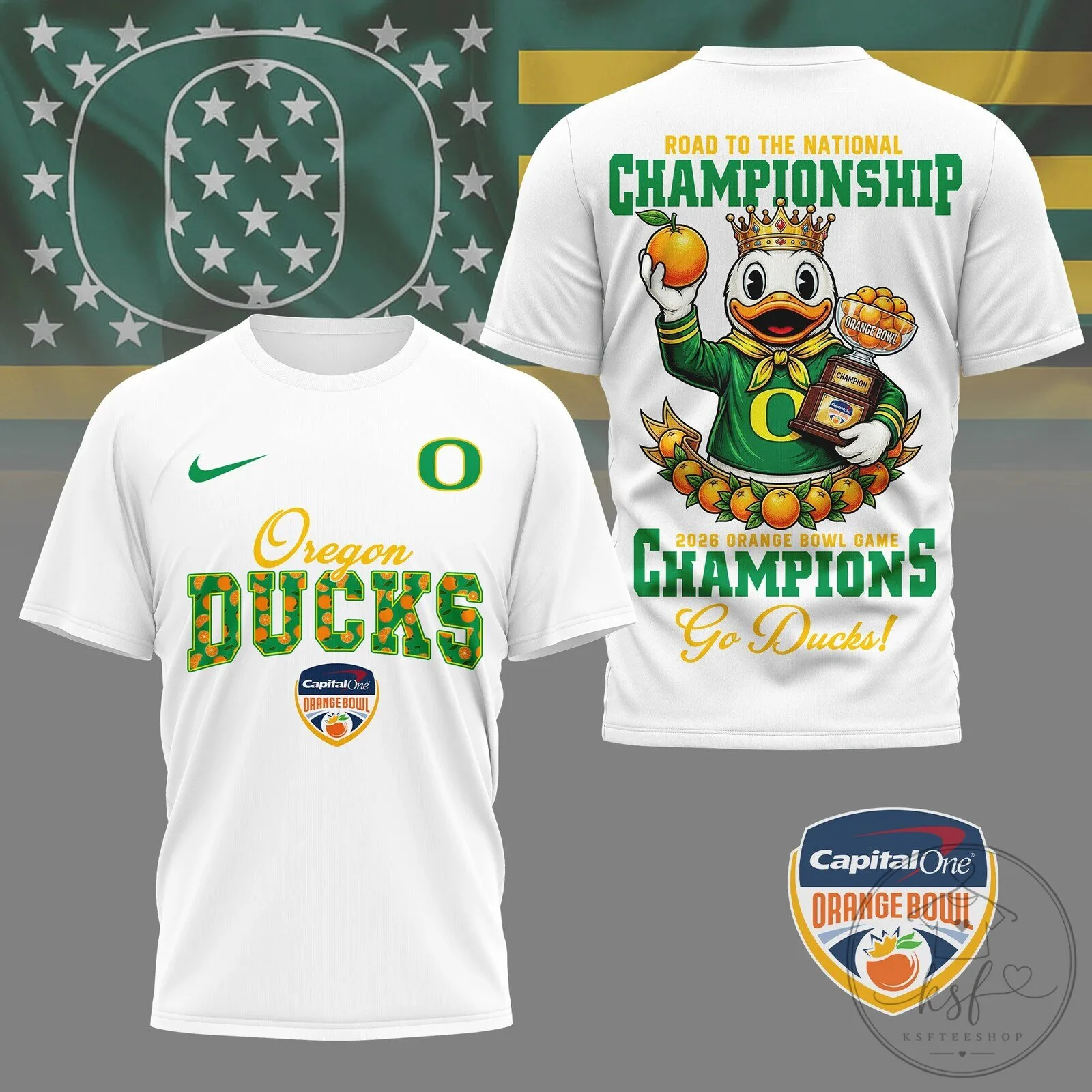 Oregon Ducks 2026 Orange Bowl Game Champions T-Shirt