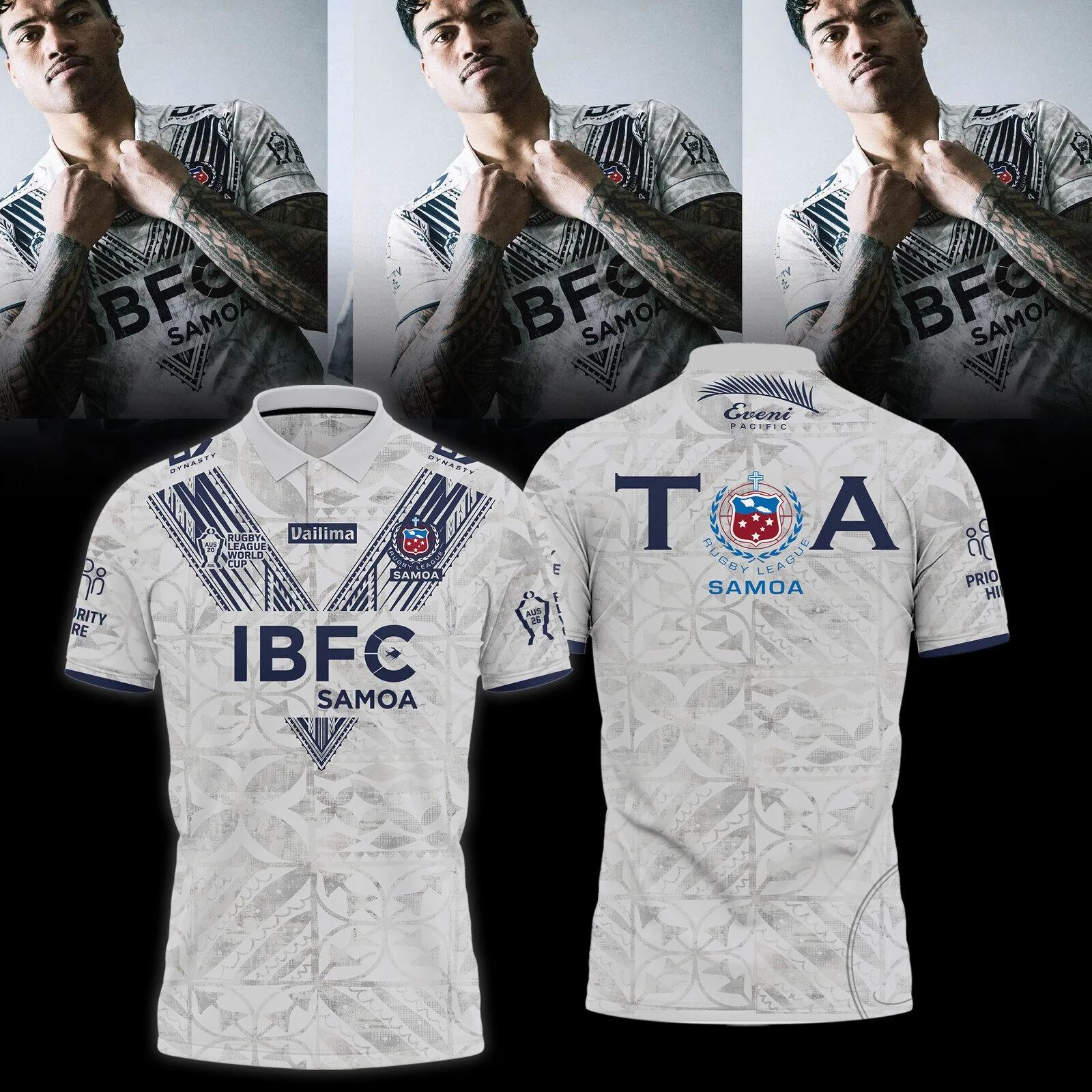 Toa Samoa Rugby League World Cup 2026 White Polo Shirt