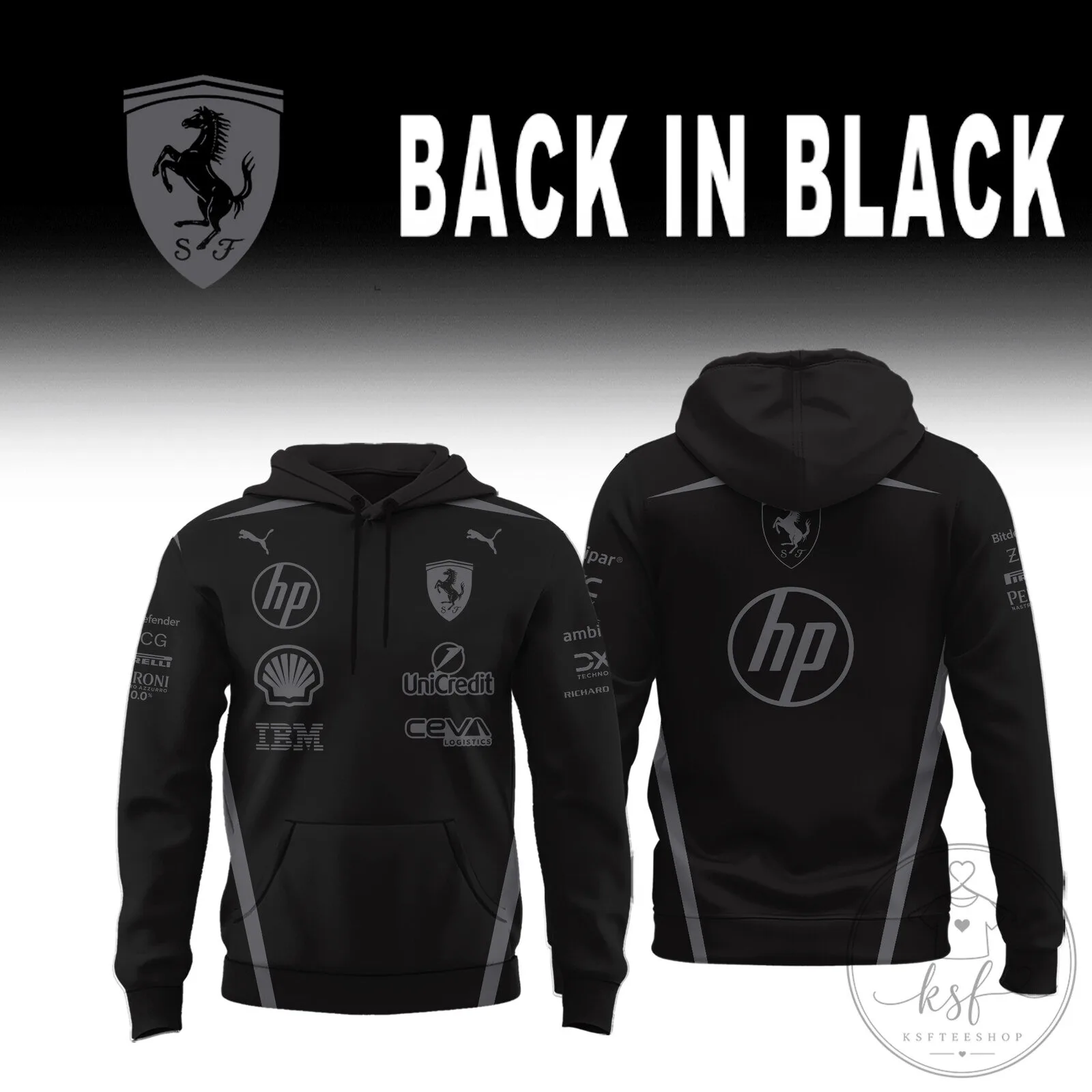 Scuderia Ferrari Formula One Team Black Back In Black Racing Hoodie
