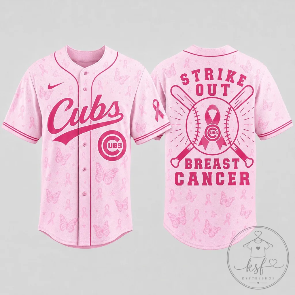 Chicago Cubs Baseball Pink Ribbon Breast Cancer Awareness Premium Baseball Jersey Chicago Cubs Baseball Pink Ribbon Breast Cancer Awareness Premium Baseball Jersey