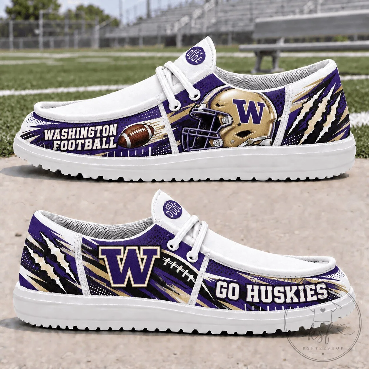 Washington Huskies Football Team Helmet Slip-On Shoes
