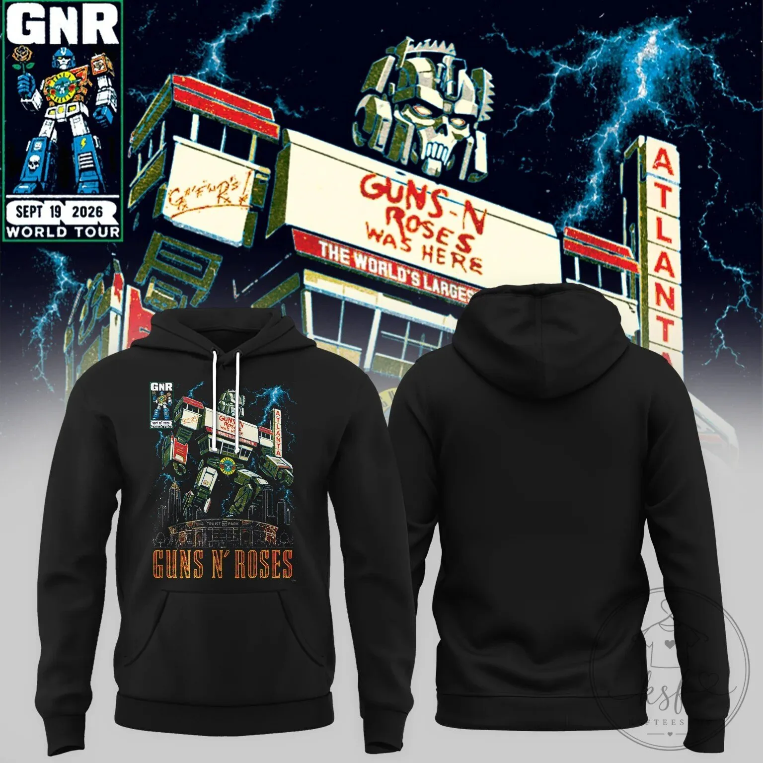 Guns N' Roses Truist Park Atlanta September 2026 World Tour Robot Graphic Hoodie