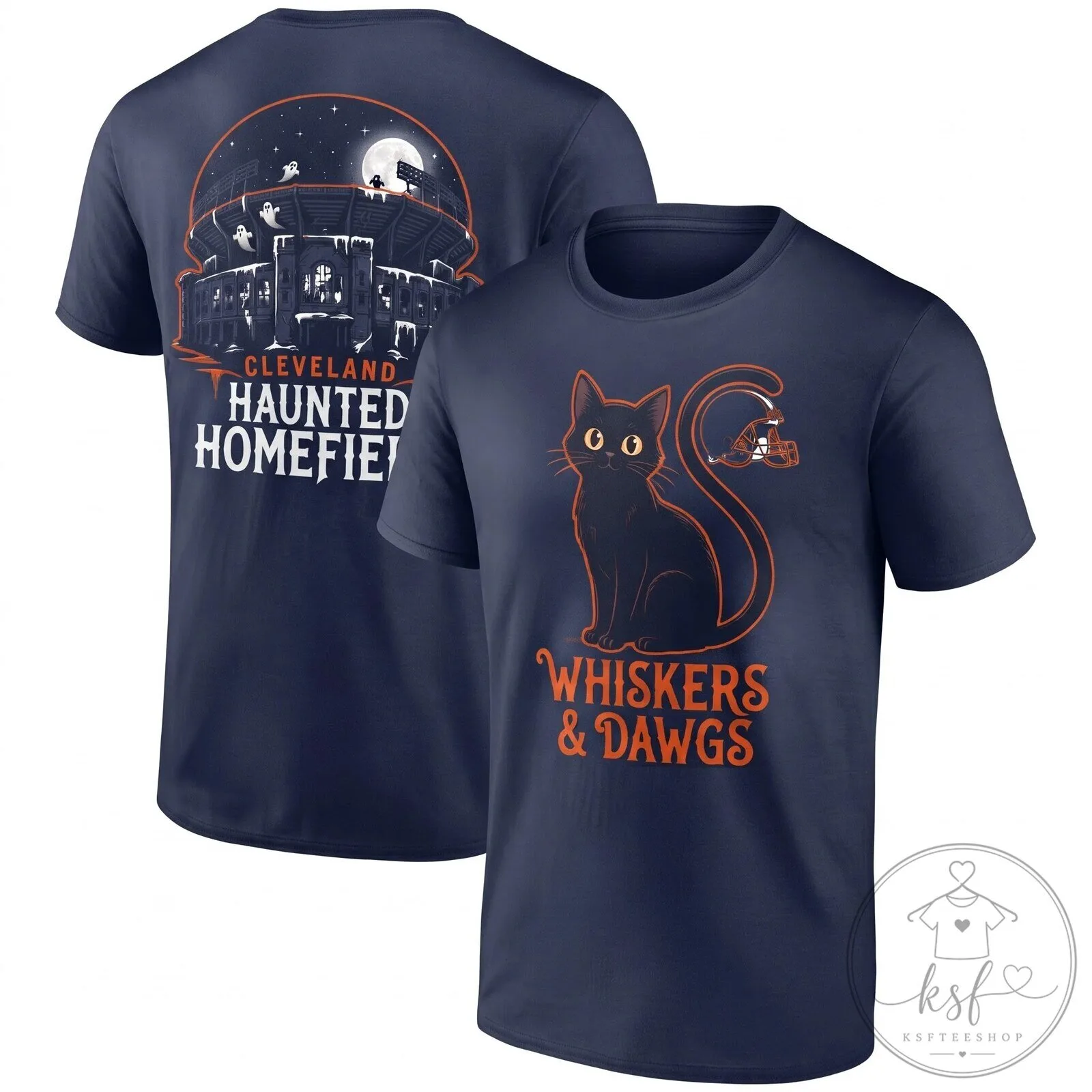 Cleveland Browns Halloween Whiskers And Dawgs T-Shirt 10 Cleveland Browns Halloween Whiskers And Dawgs T-Shirt
