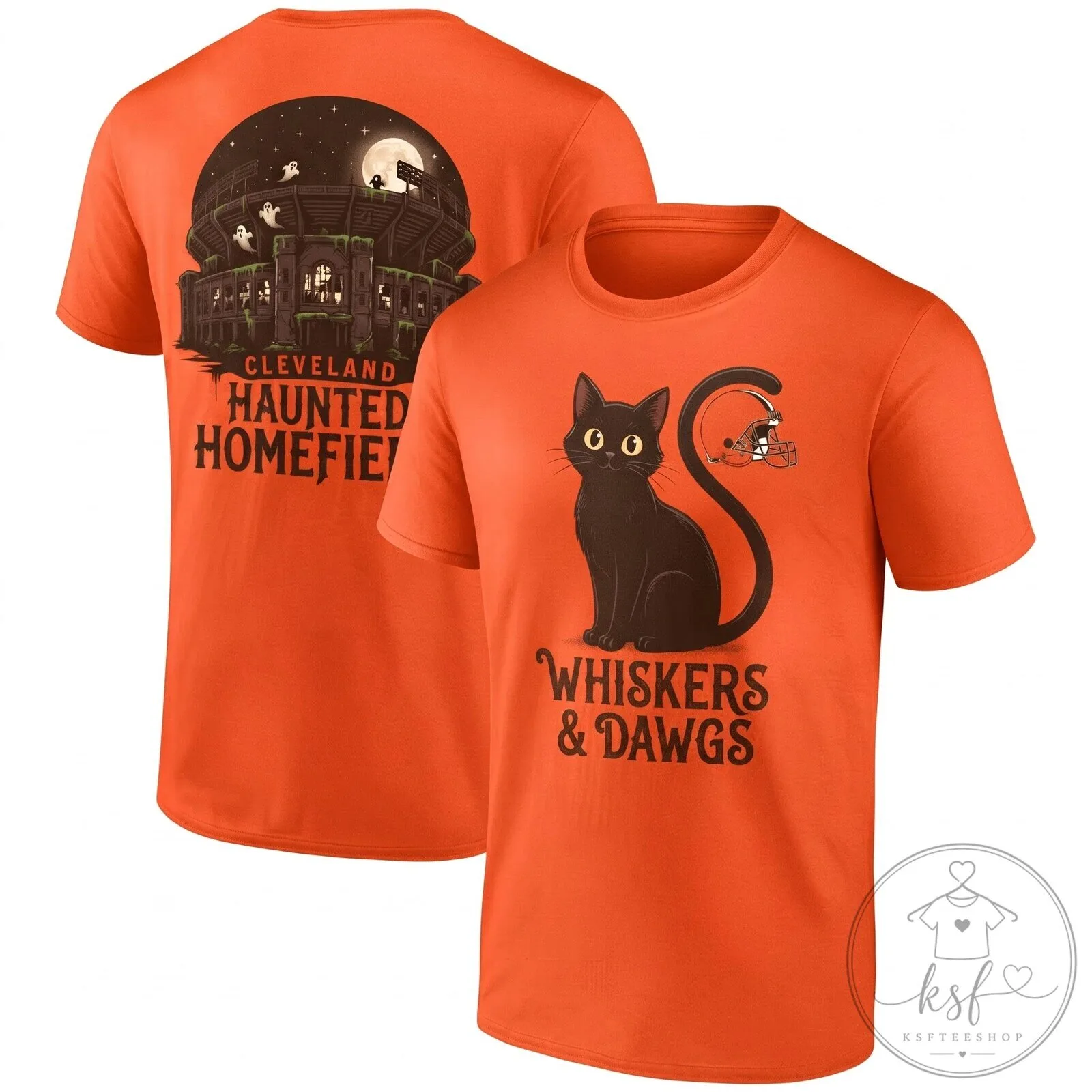 Cleveland Browns Halloween Whiskers And Dawgs T-Shirt 11 Cleveland Browns Halloween Whiskers And Dawgs T-Shirt