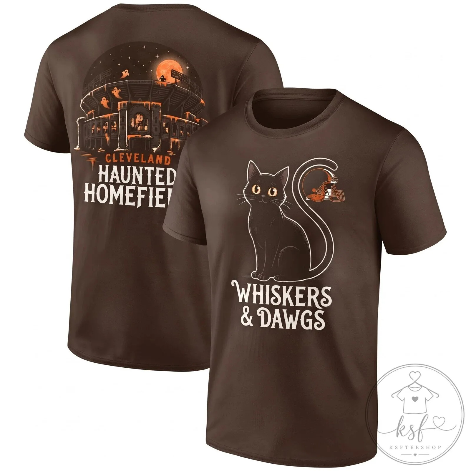 Cleveland Browns Halloween Whiskers And Dawgs T-Shirt 12 Cleveland Browns Halloween Whiskers And Dawgs T-Shirt