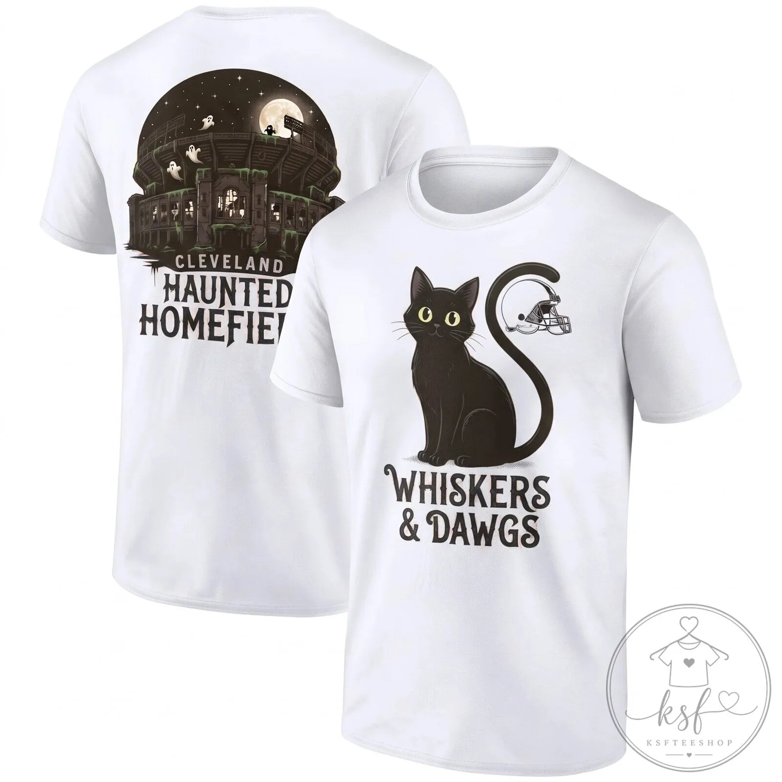 Cleveland Browns Halloween Whiskers And Dawgs T-Shirt 13 Cleveland Browns Halloween Whiskers And Dawgs T-Shirt