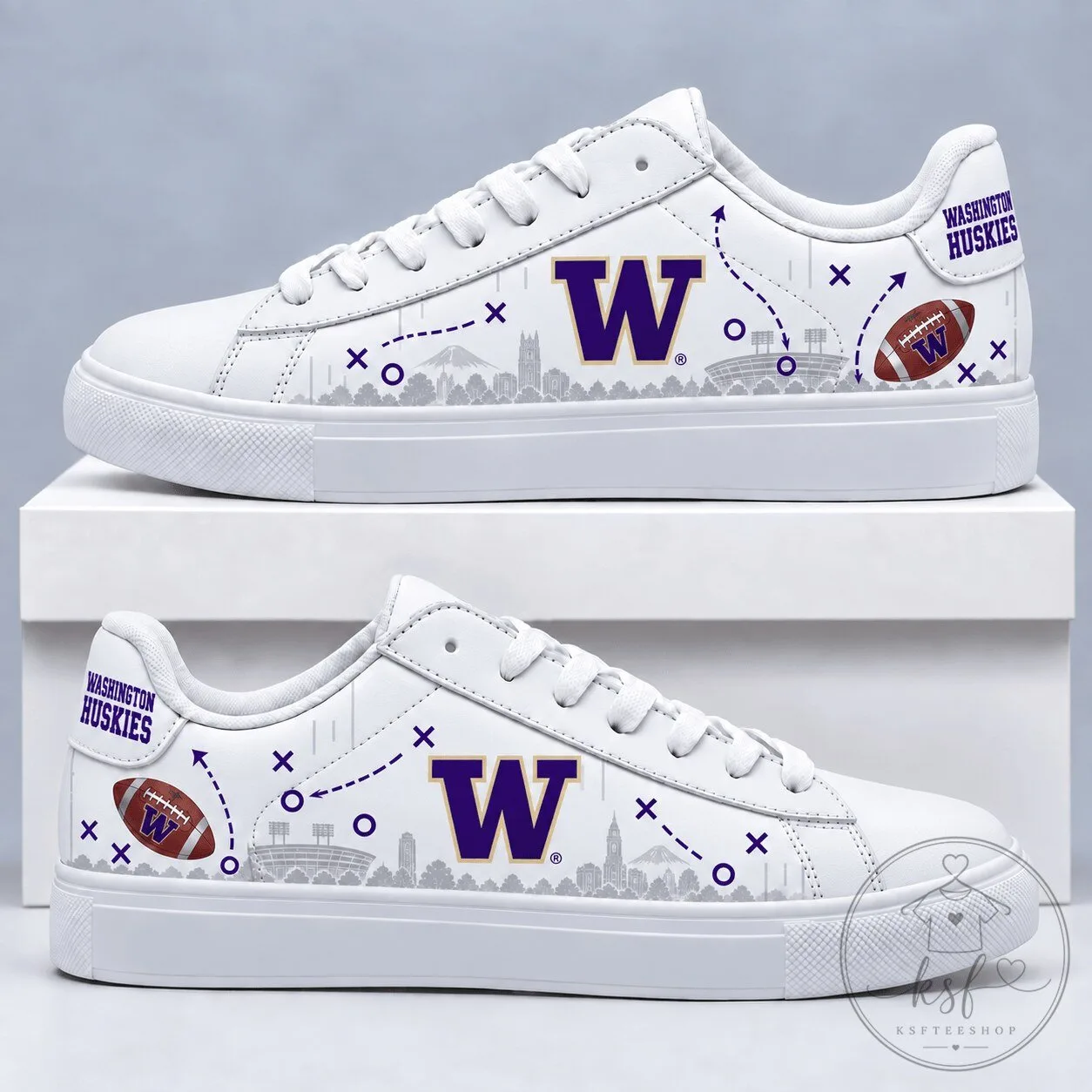 Washington Huskies Football Team White Low Top Sneakers