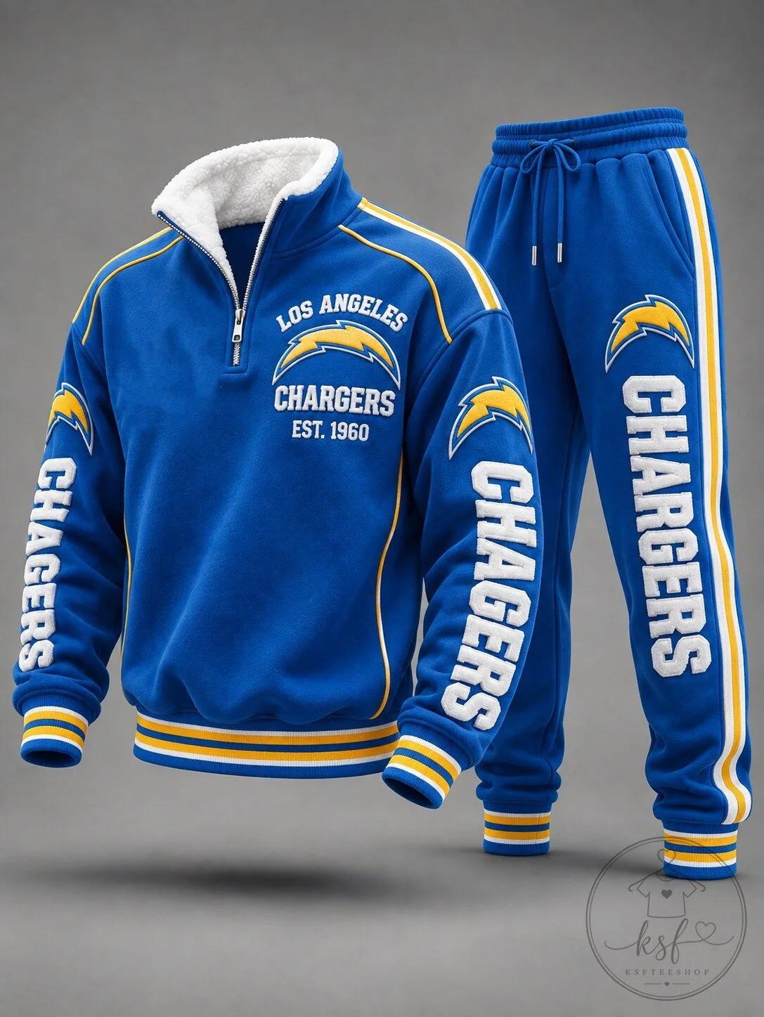 Los Angeles Chargers Quarter-Zip Pullover Sweatshirt and Jogger Sweatpants Tracksuit Set