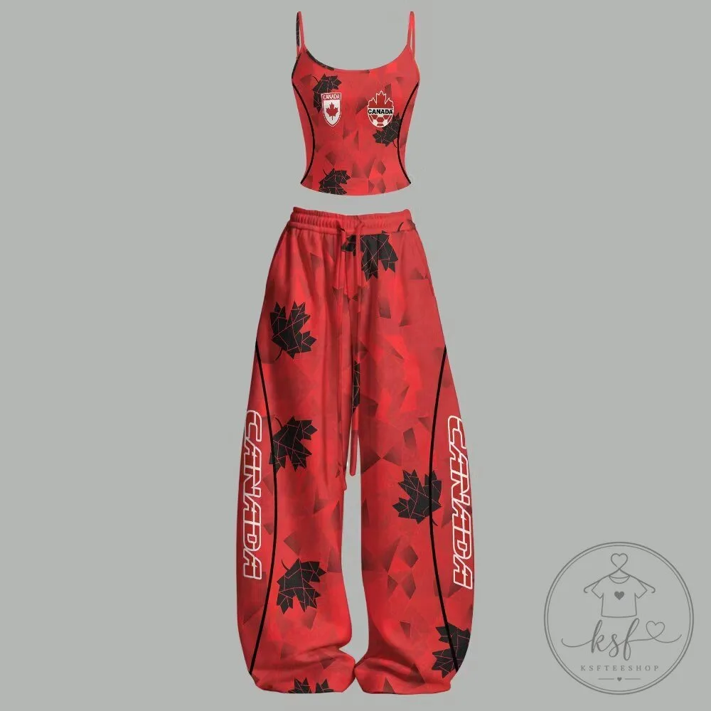 Canada Soccer Team Red Maple Leaf Women's Two Piece Outfit