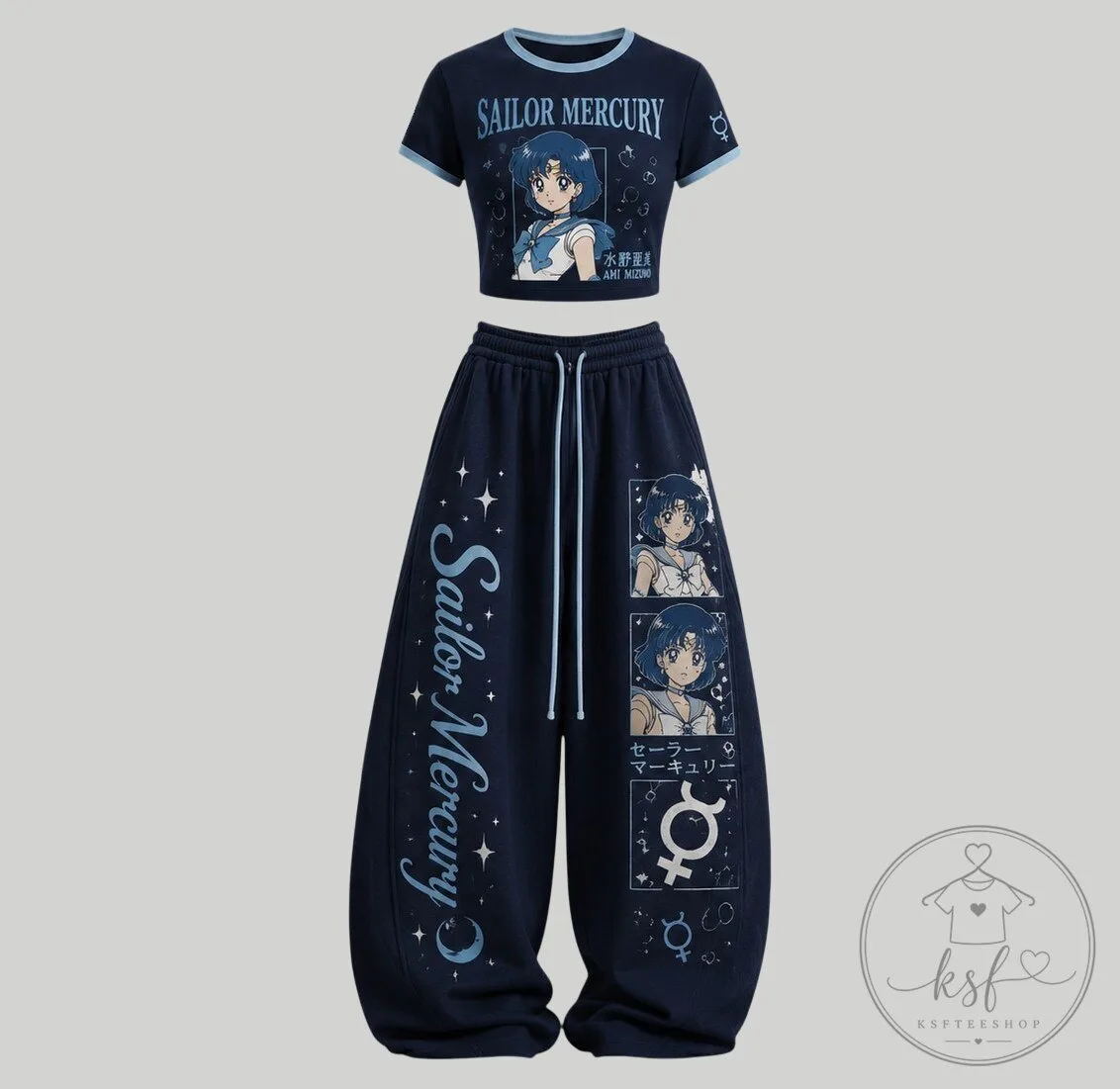 Sailor Moon Top & Elasticated Trousers Two-Piece Set
