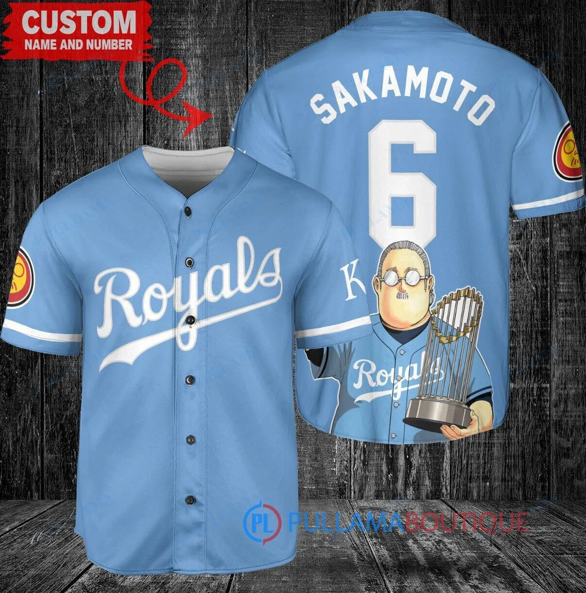Kansas City Royals Baseball Sakamoto Days World Series Trophy Custom Jersey