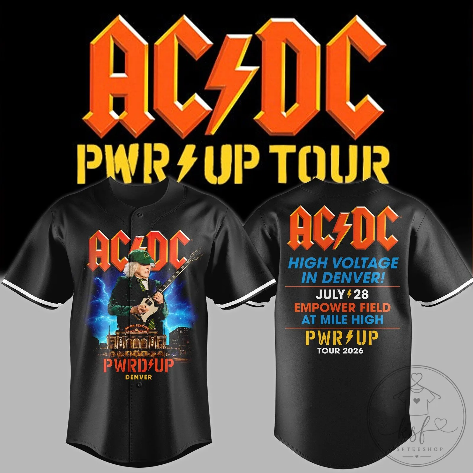 AC/DC Power Up Tour 2026 Denver Concert Baseball Jersey