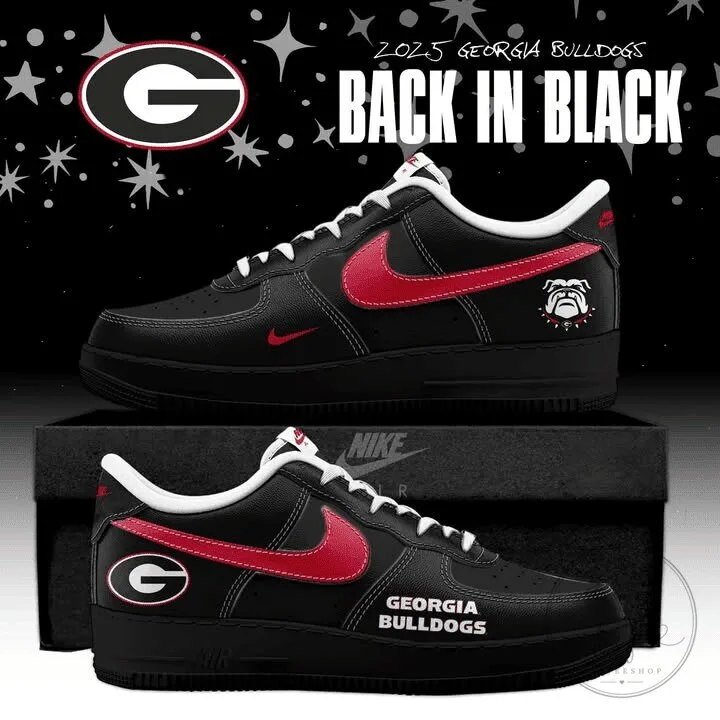 Georgia Bulldogs Back In Black Custom Printed Black Sneakers Shoes