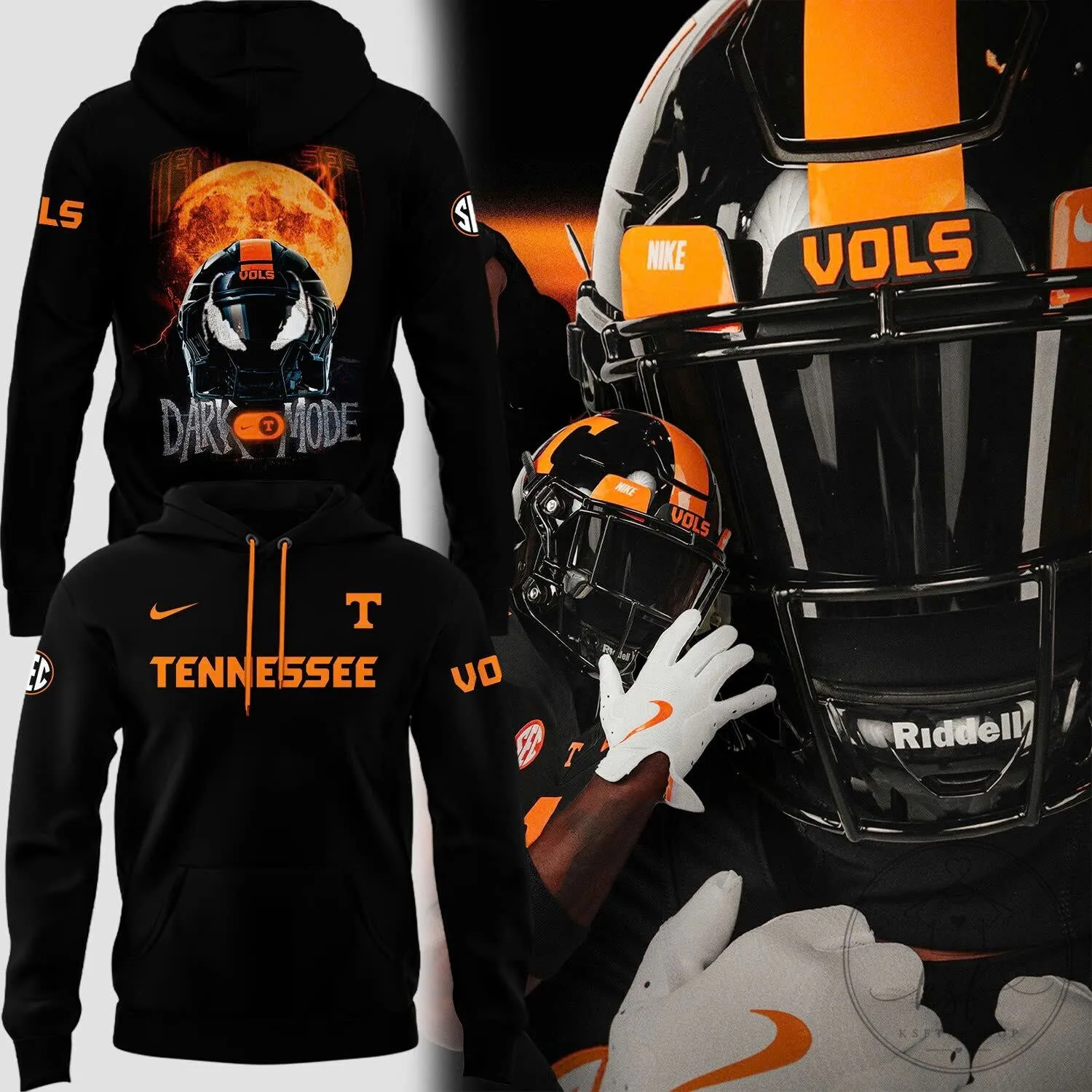 Go Vols Tennessee Volunteers Dark Mode Football Helmet Hoodie