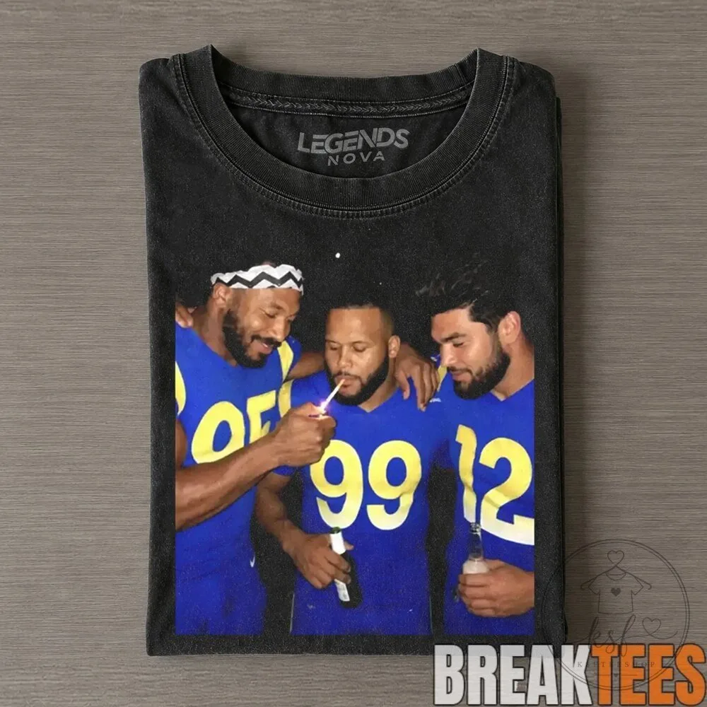 Los Angeles Rams Aaron Donald and Myles Garrett Smoking Drinking T-Shirt