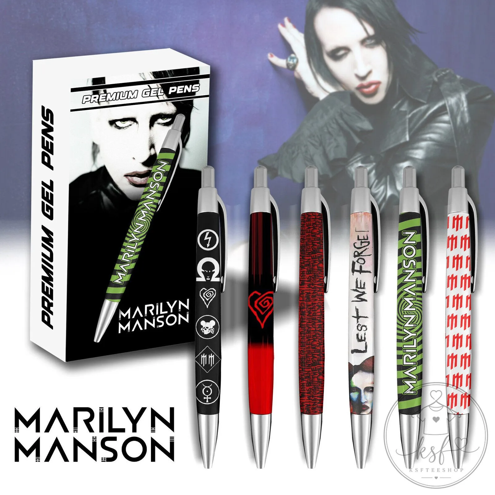 Marilyn Manson Premium Gel Pen Set with Multiple Designs