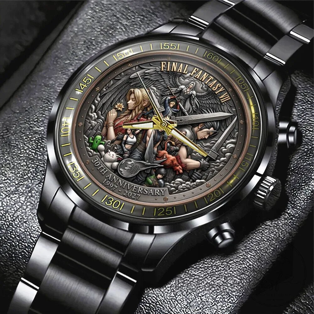30th Anniversary Black Stainless Steel Timepiece for Final Fantasy VII