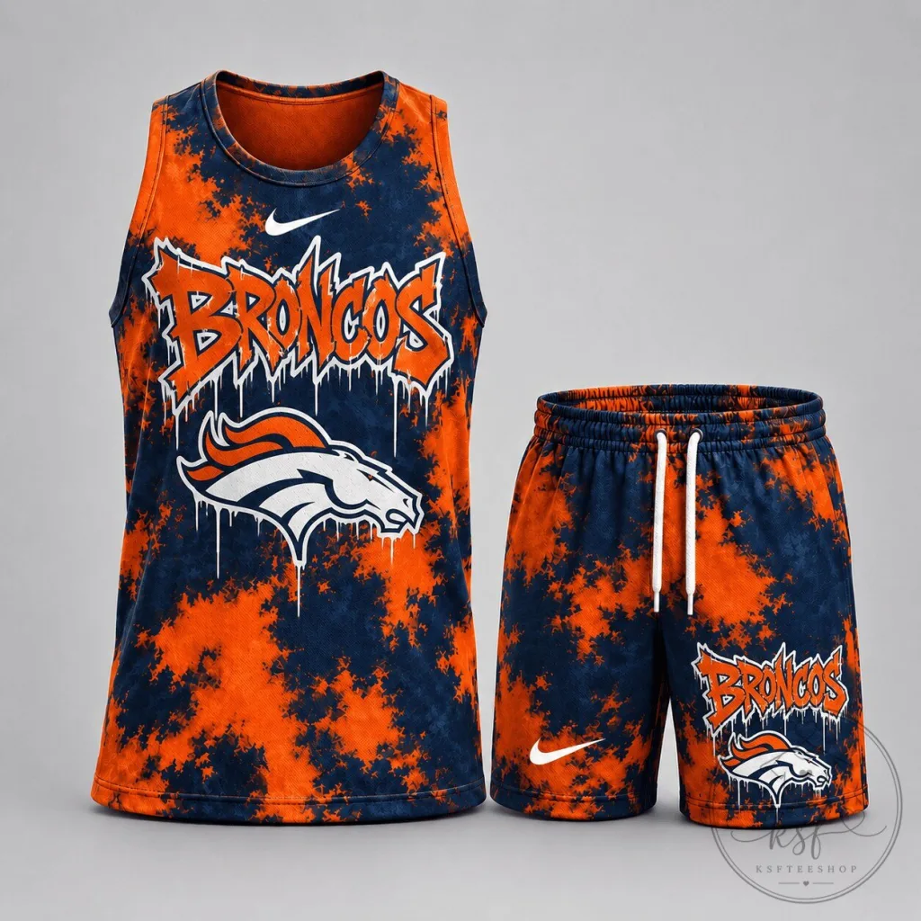 Two-Piece Set of Tank Top and Shorts in Urban Splash Dye for Denver Broncos Fans