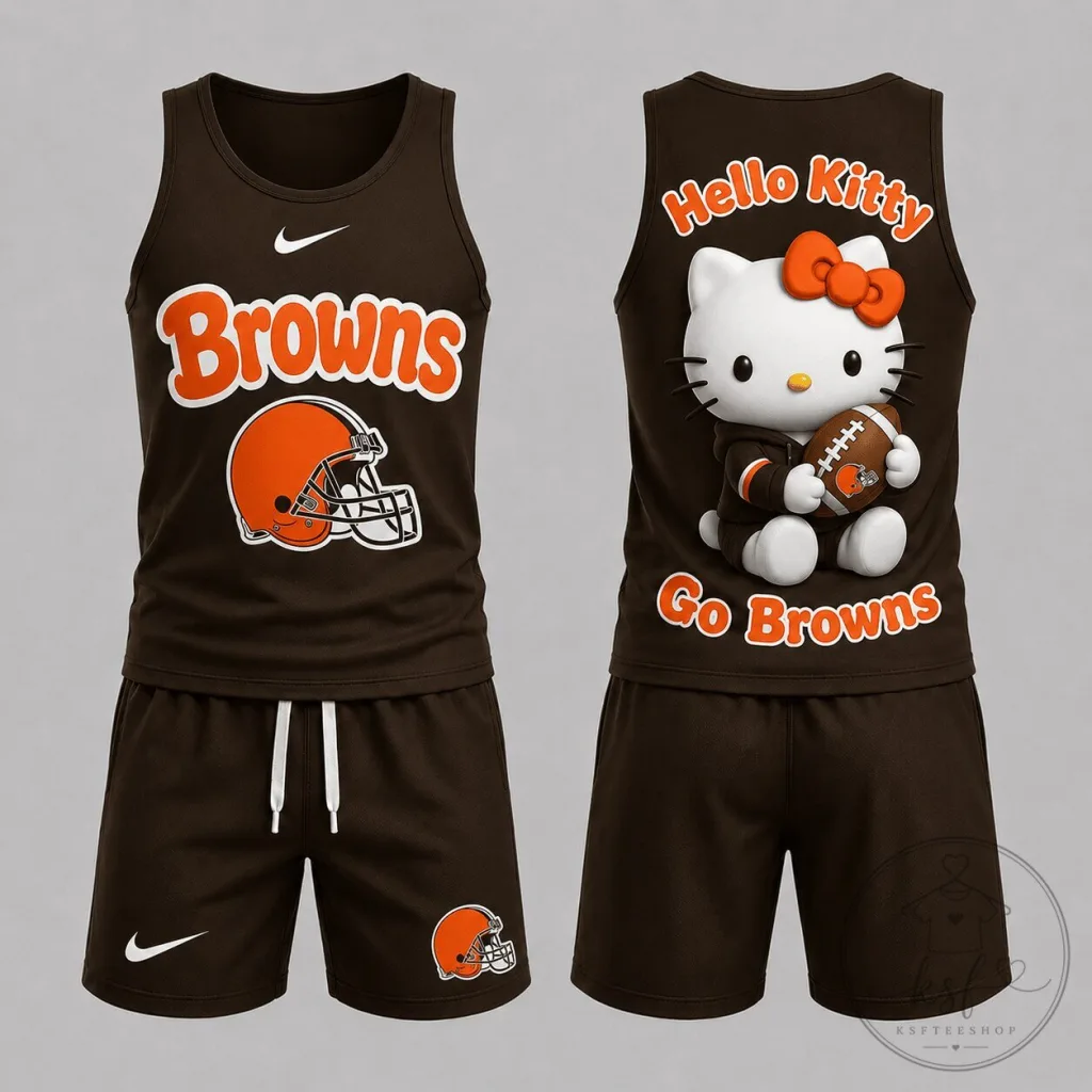 Hello Kitty Football Fan Set Cleveland Browns Tank Top with Shorts Hello Kitty Football Fan Set: Cleveland Browns Tank Top with Shorts