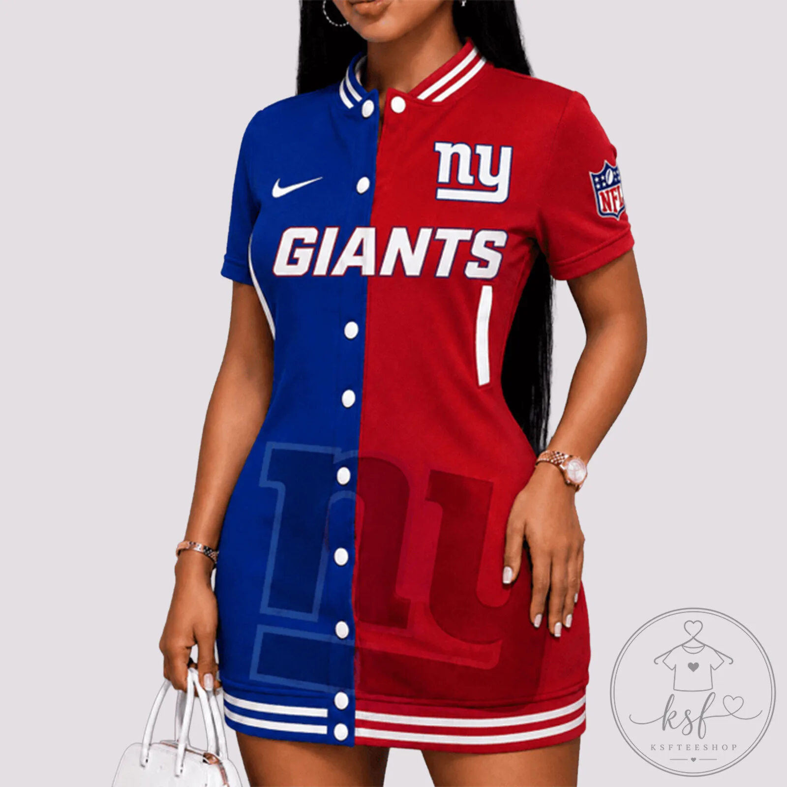 New York Giants NFL Baseball Jacket Dress for Women