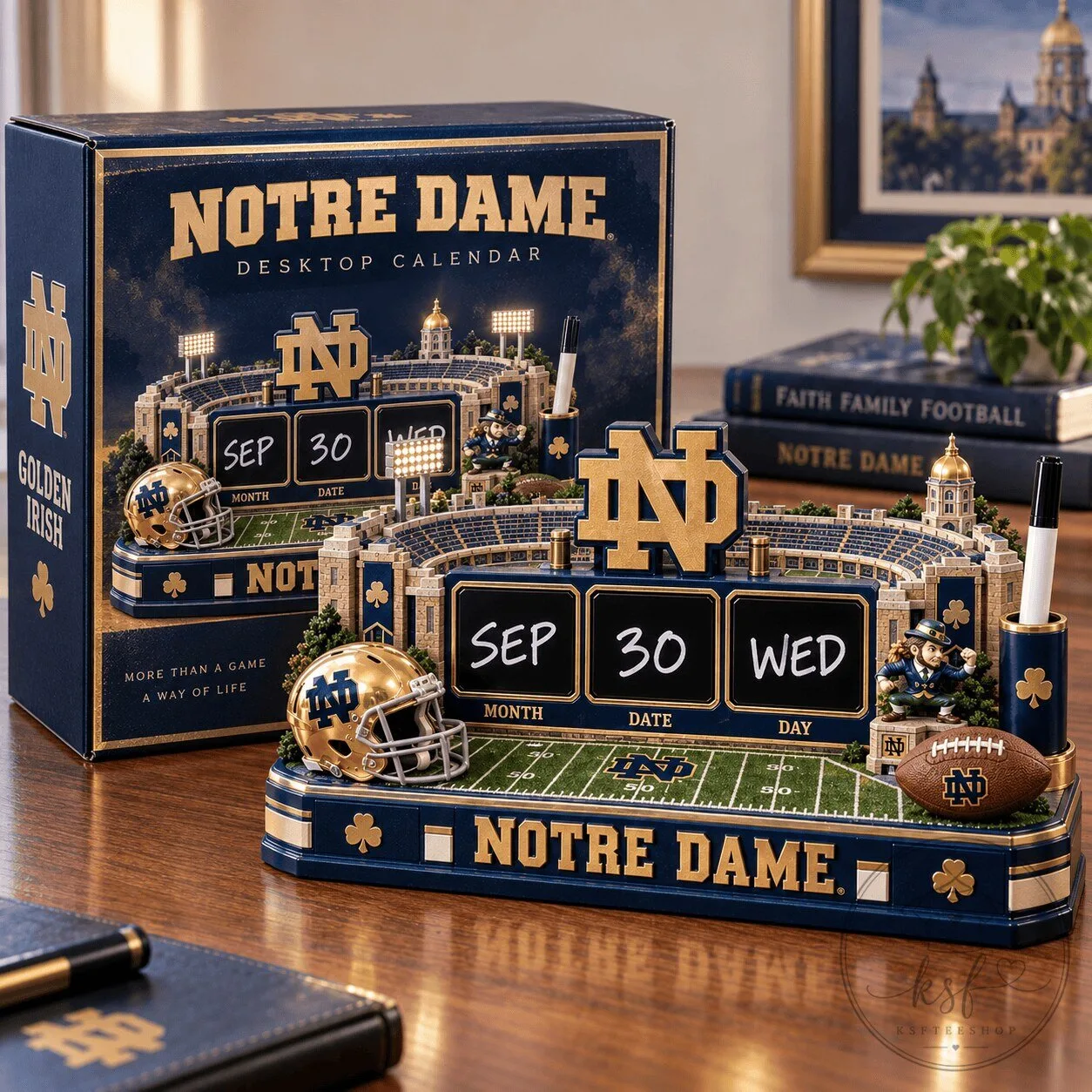 Notre Dame Fighting Irish Football Stadium Perpetual Desk Calendar