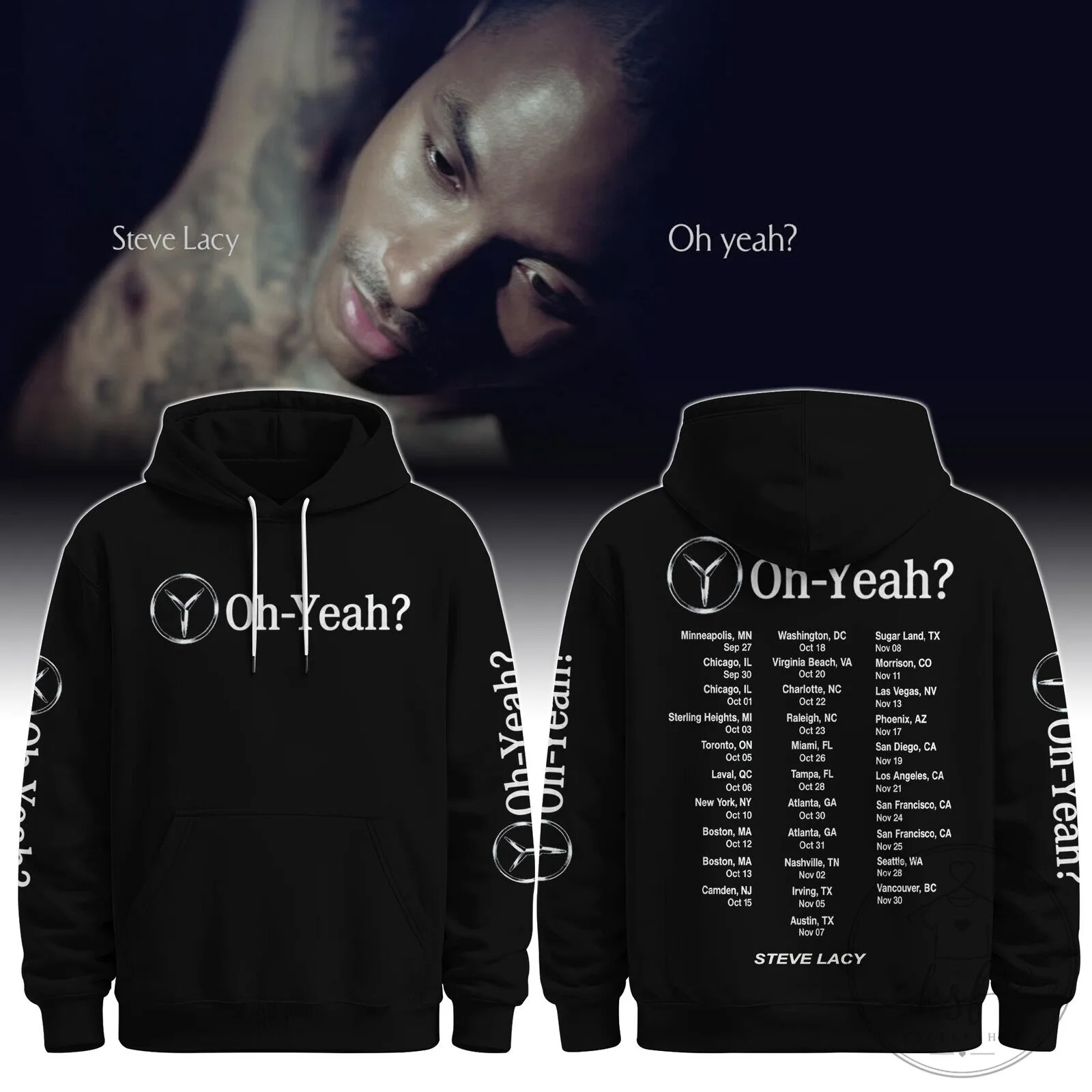 Steve Lacy Oh Yeah Tour 2023 Concert Dates Black Adult Hoodie