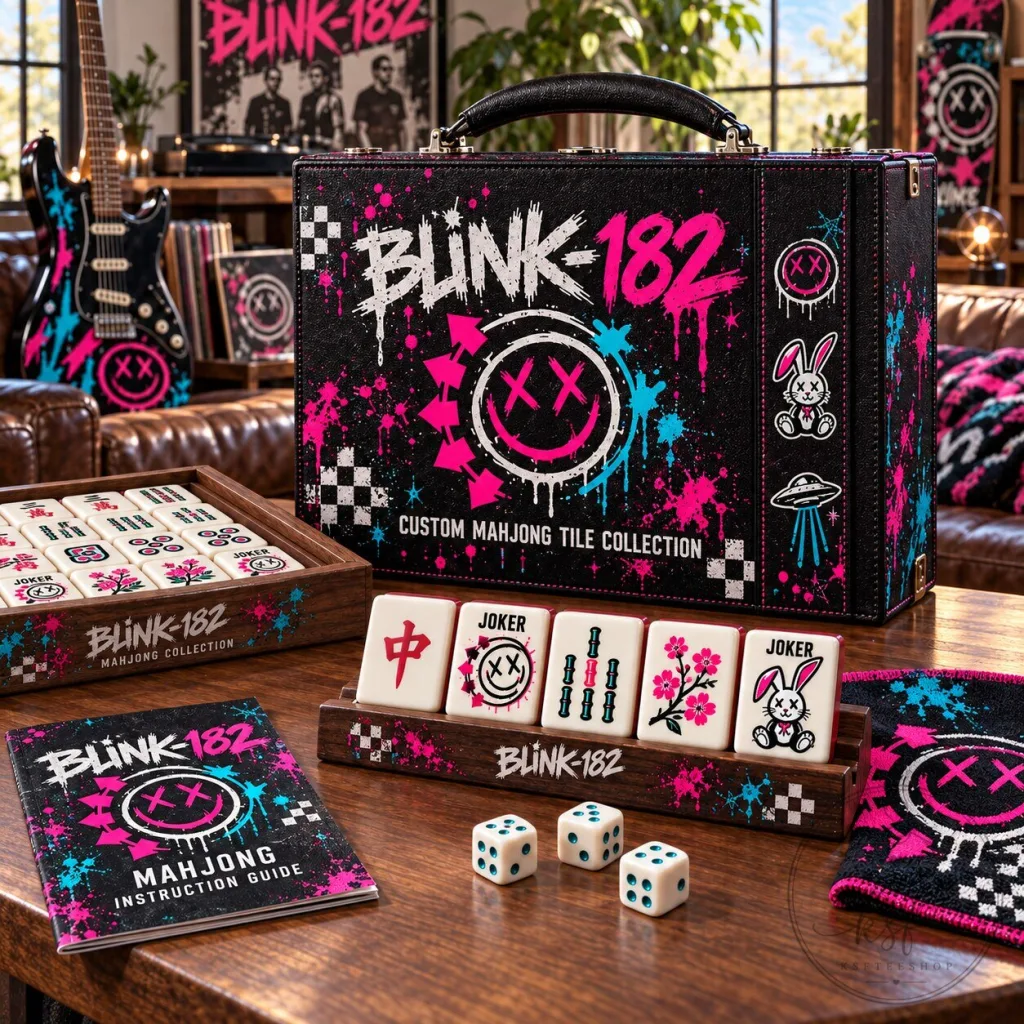 Blink-182 Mahjong Game Set with Custom Tiles and Carry Case Blink-182 Mahjong Game Set with Custom Tiles and Carry Case